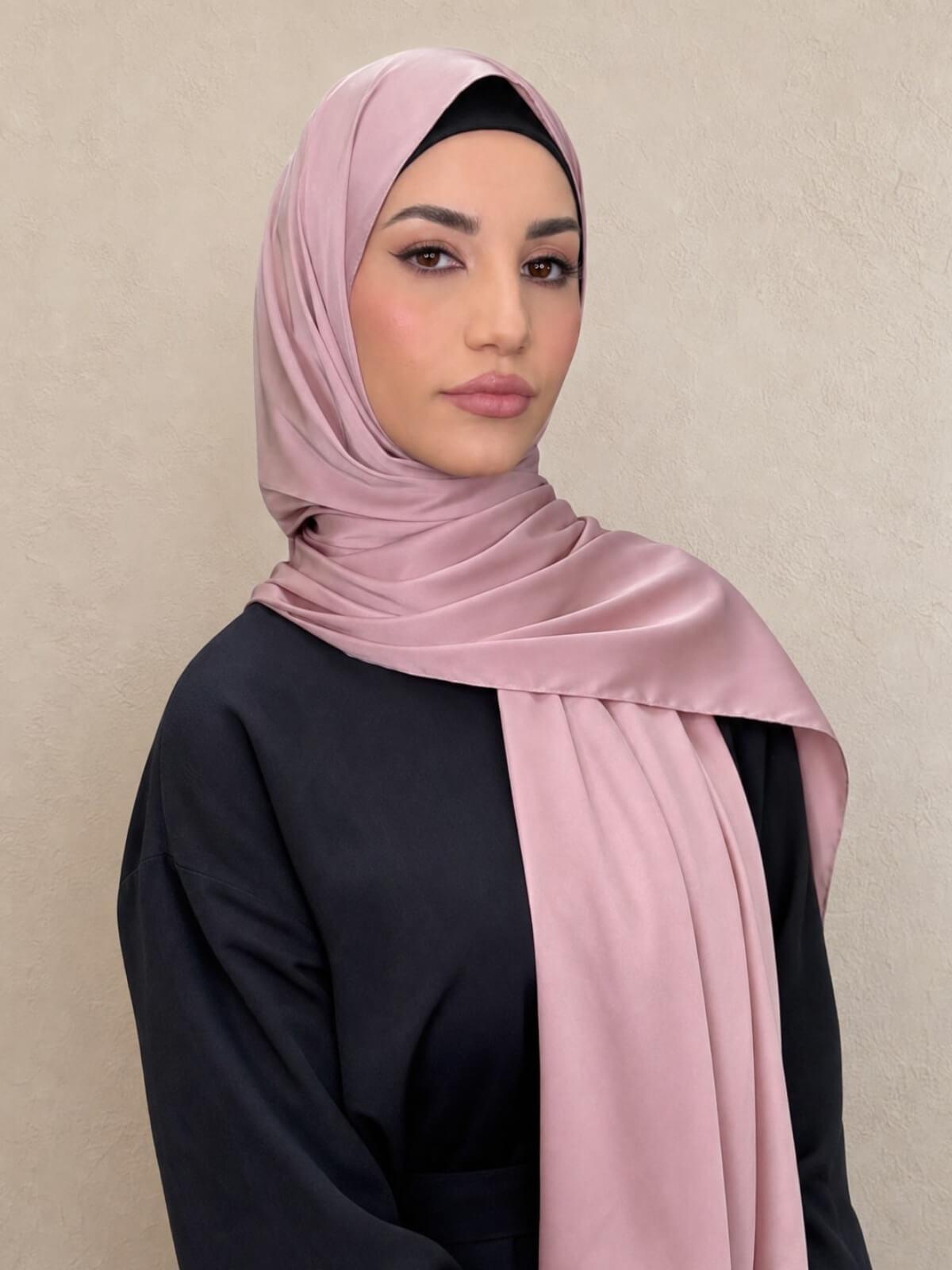 Premium Satin Hijab-Truffle Rose