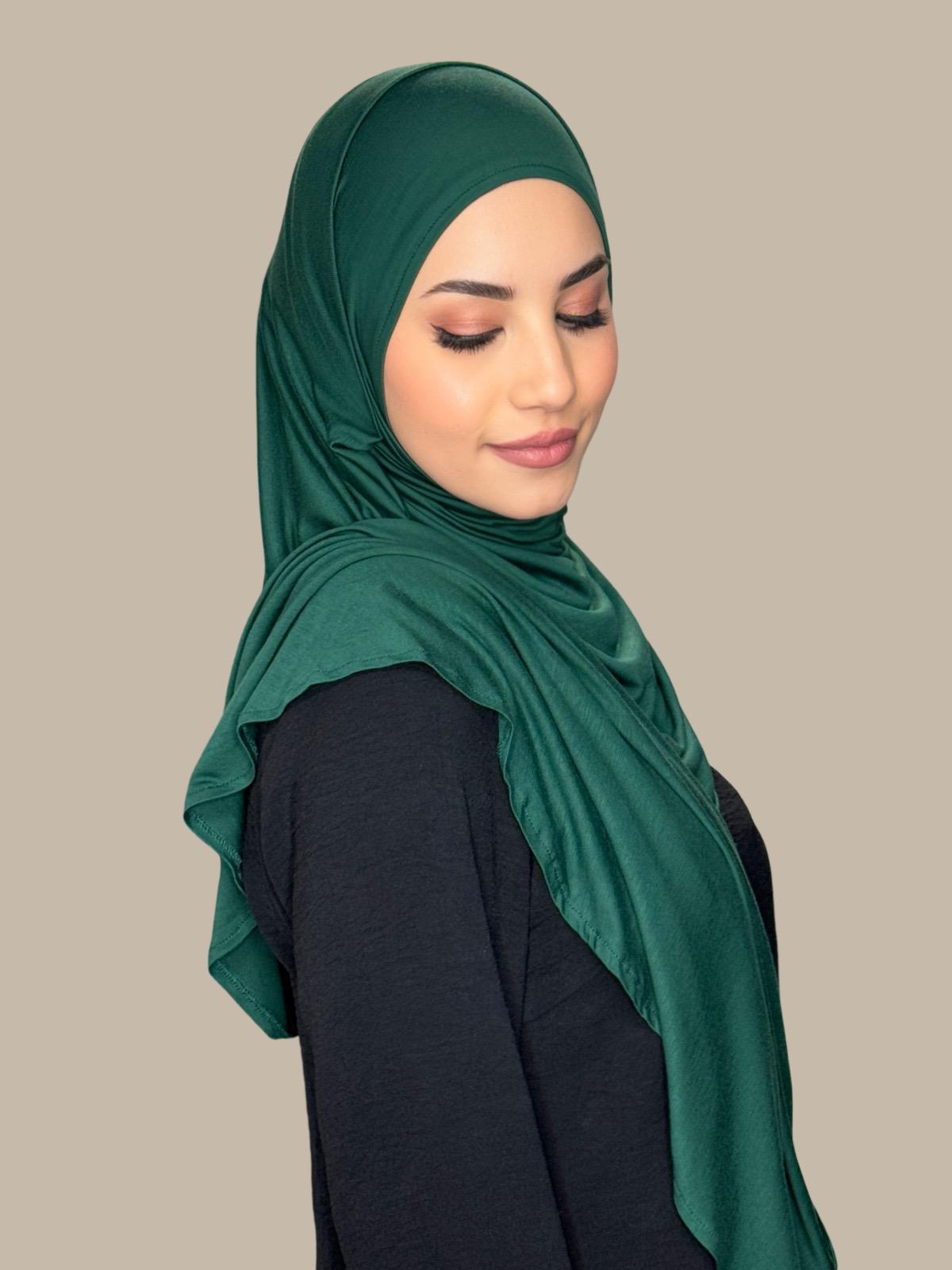 Pre-Sewn Jersey Hijab-Forrest Green