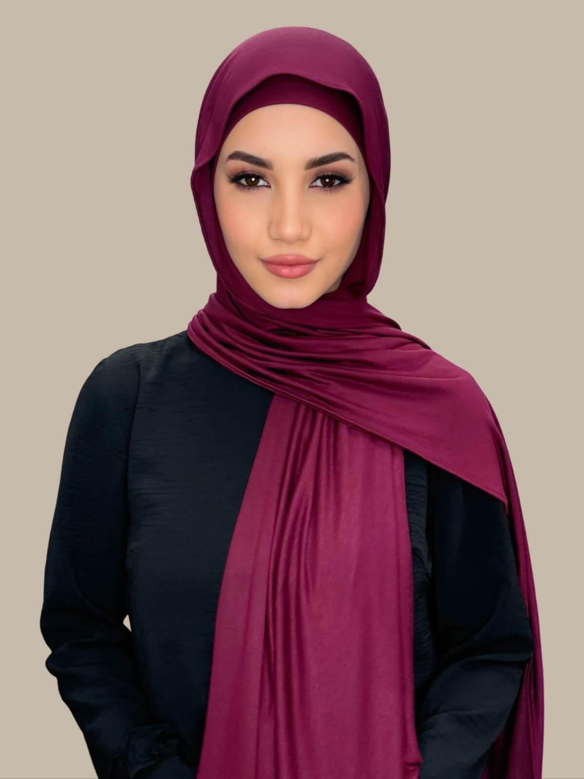 Premium Jersey Hijab-Burgundy