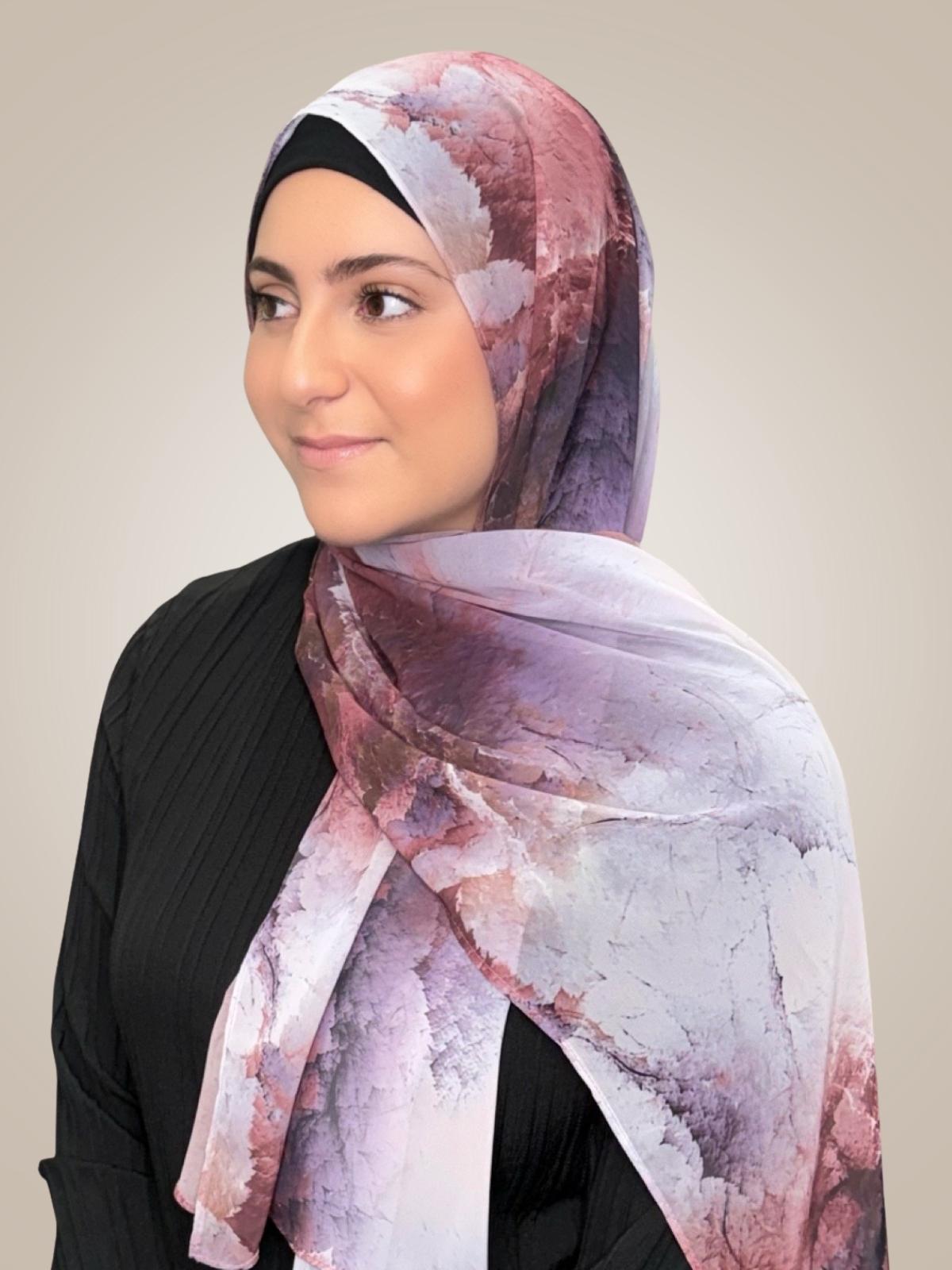 Modish Girl Printed Chiffon Hijab- Muted Mirage
