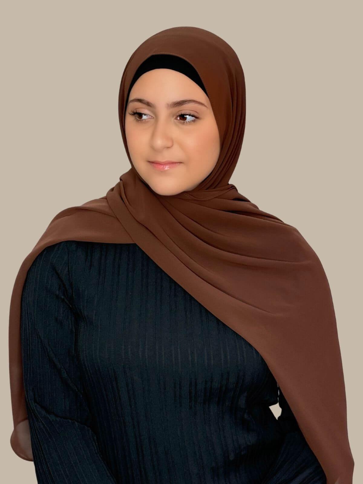 Modish Girl Luxury Chiffon Hijab-Brunette