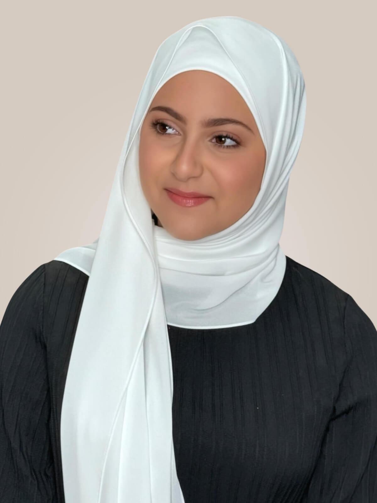 Modish Girl Matching Chiffon Hijab Set-White