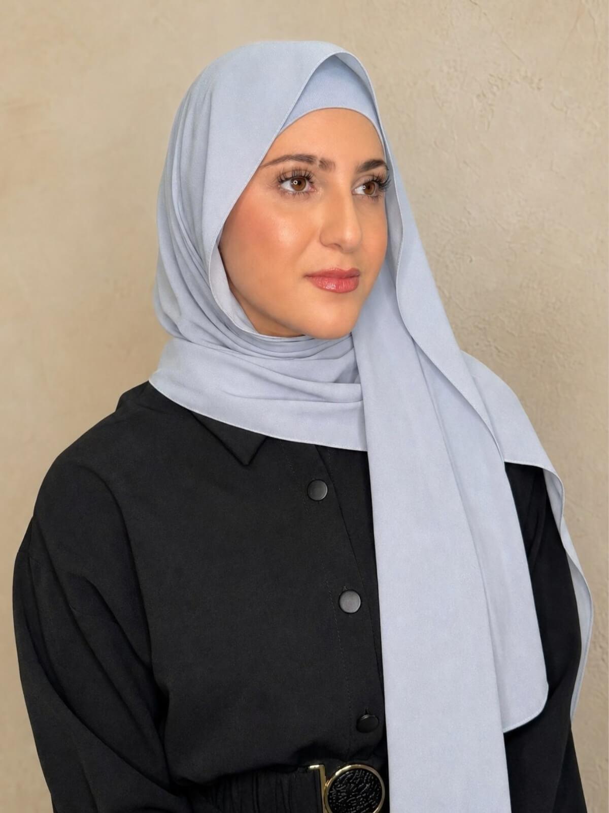 Modish Girl Matching Chiffon Hijab Set-Coastal Blue