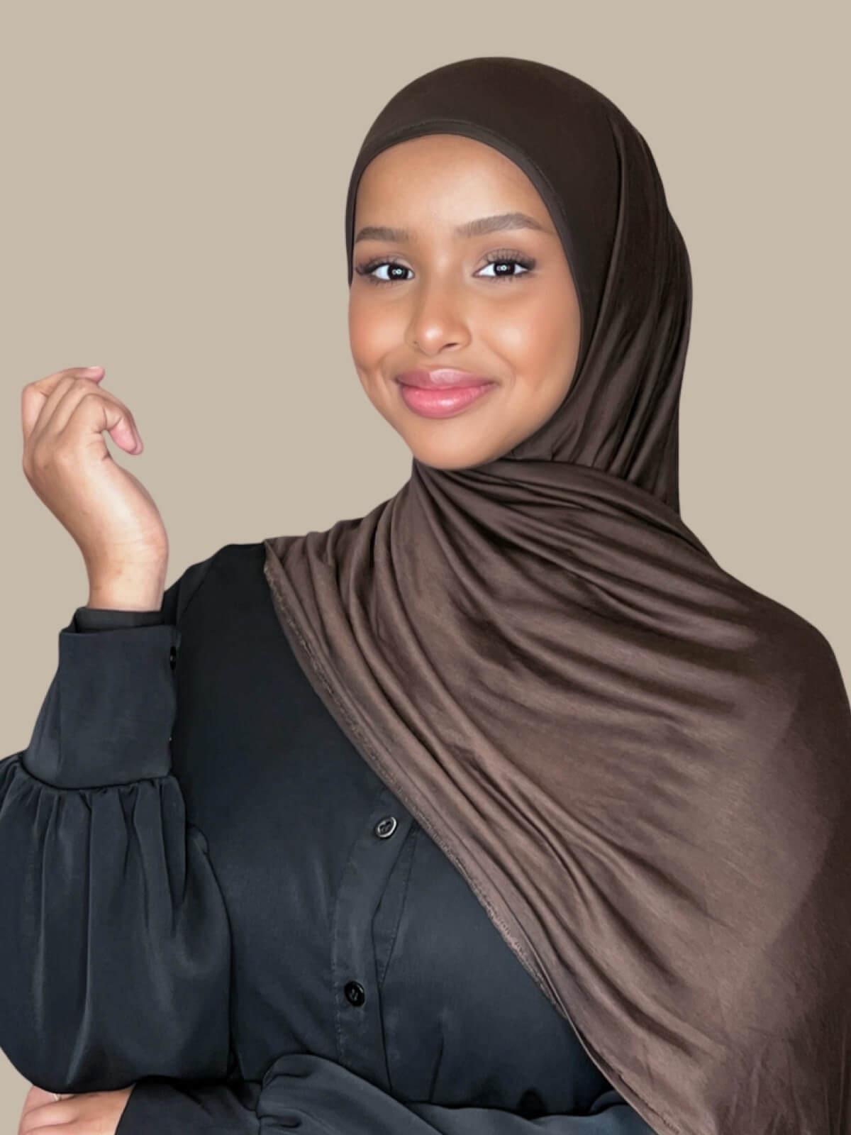 Pre-Sewn Jersey Hijab-Chocolate Brown