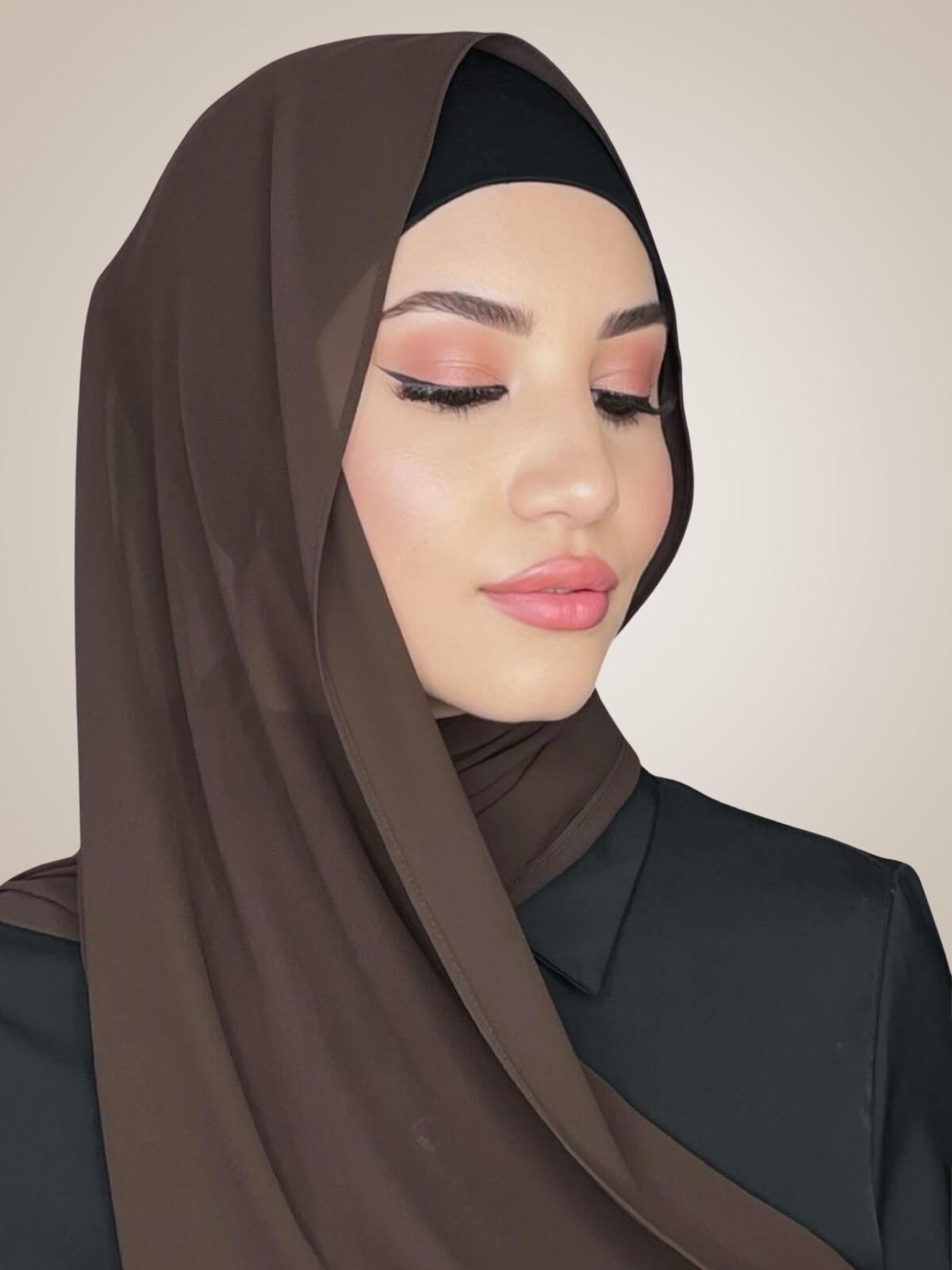 Luxury Chiffon Hijab-Brown