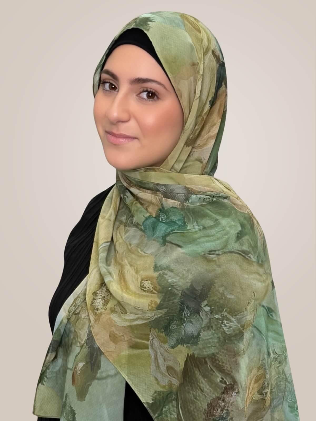 Modish Girl Printed Chiffon Hijab- Willow Drift