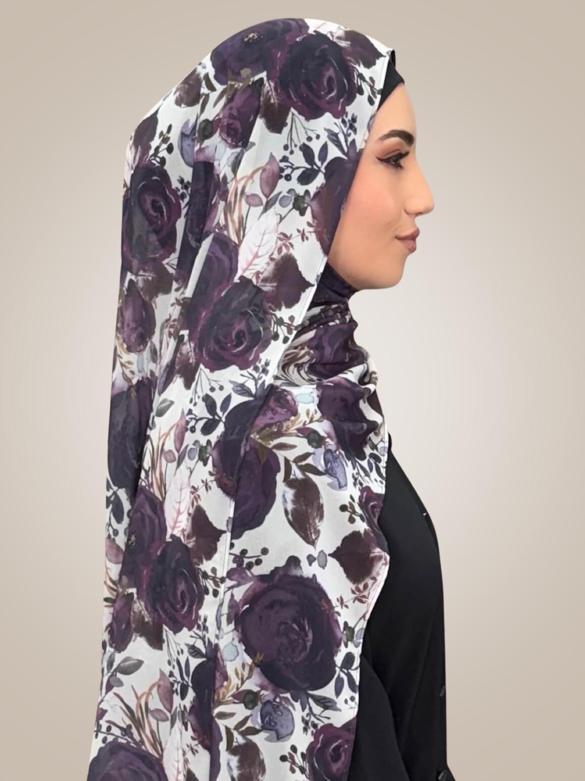 Printed Chiffon Hijab-Plum Orchid
