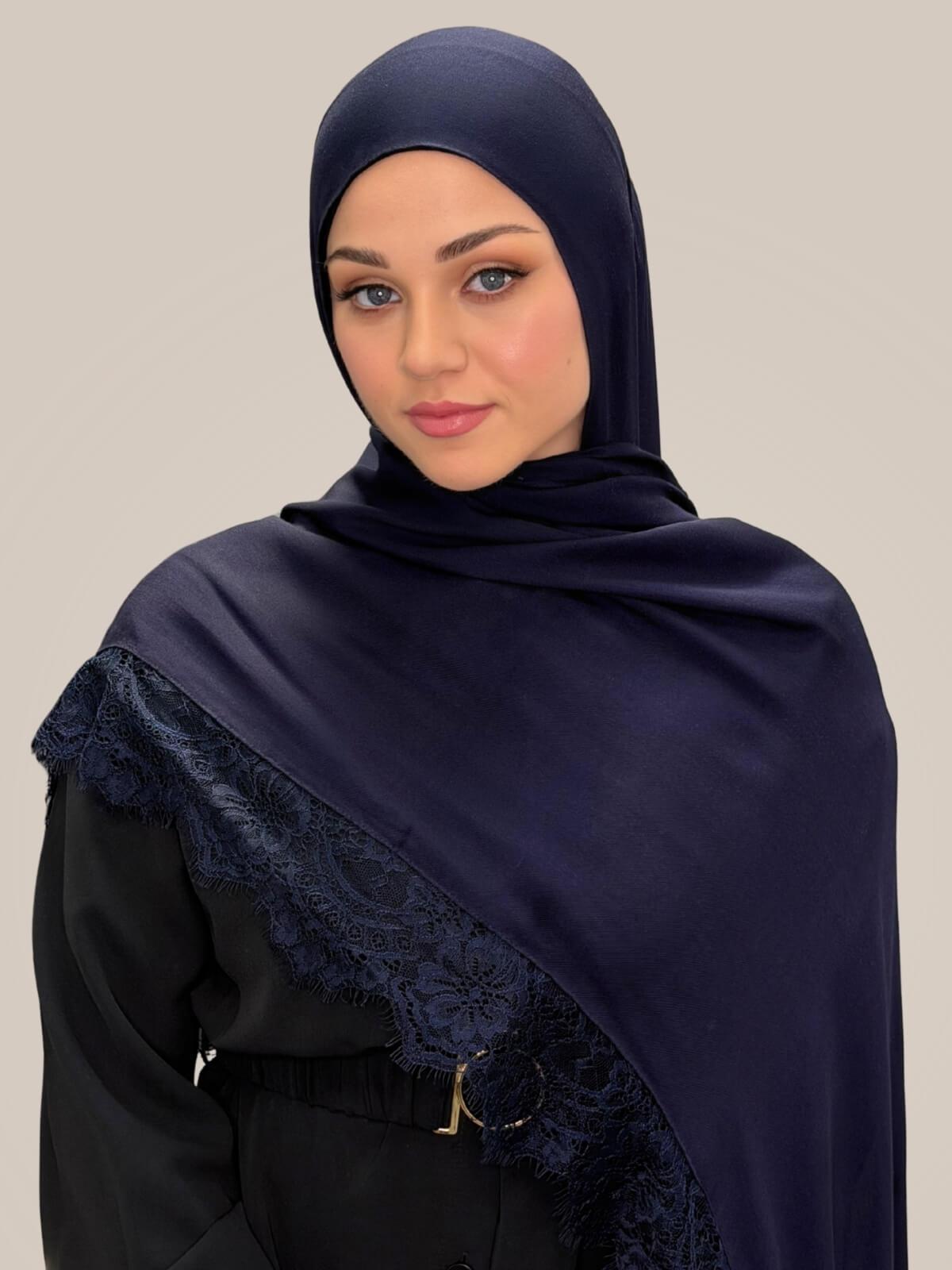 Lace Cotton Modal Hijab-Blue Hour