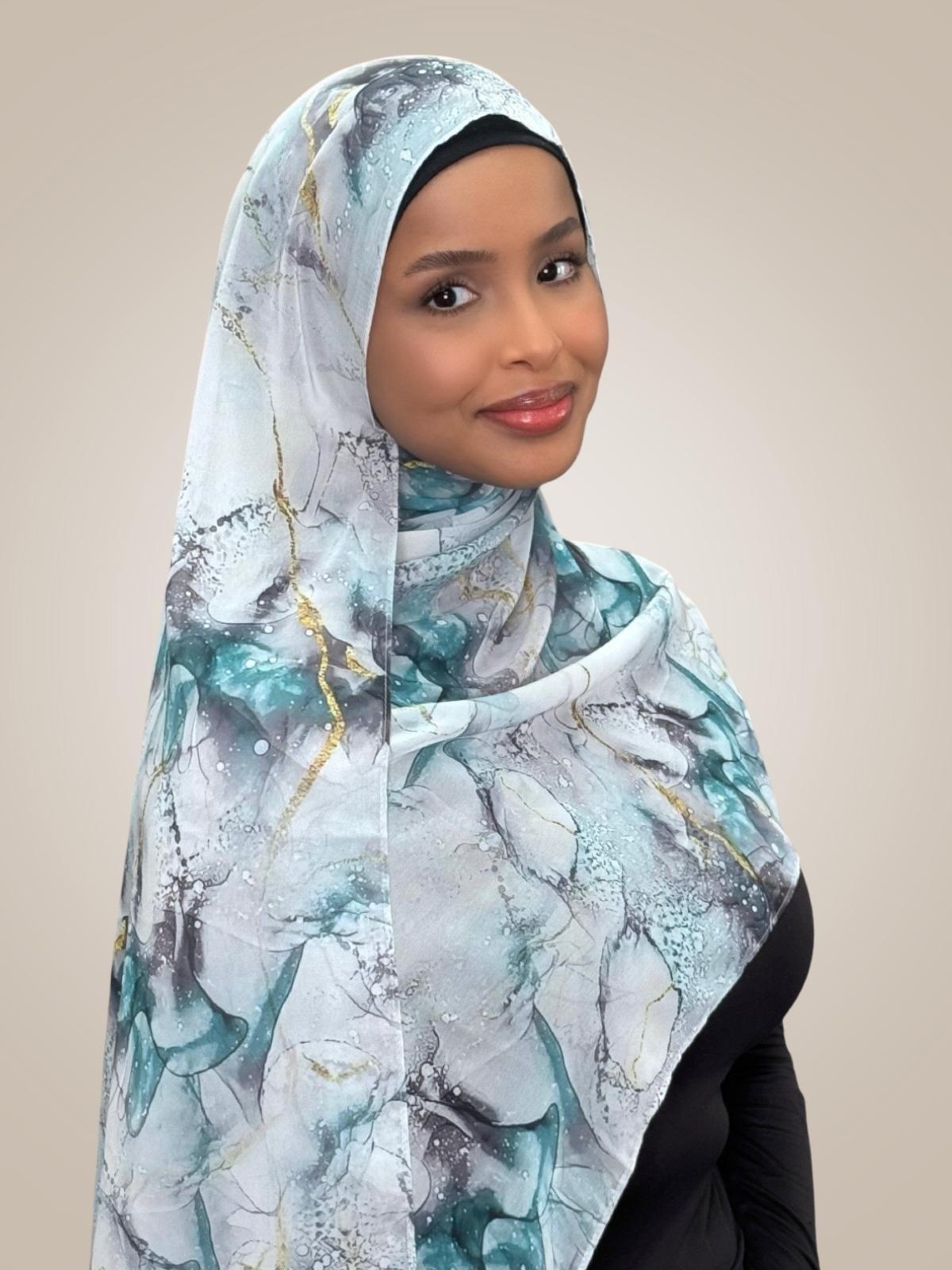 Printed Chiffon Hijab-Mystic Marble