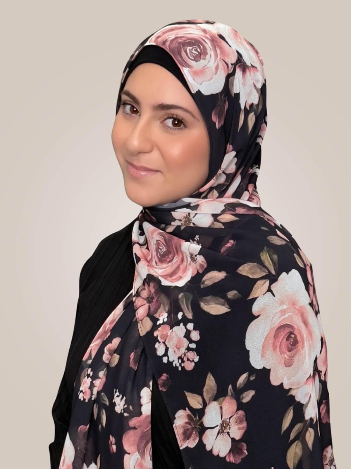 Modish Girl Printed Chiffon Hijab-Breathless Blossom