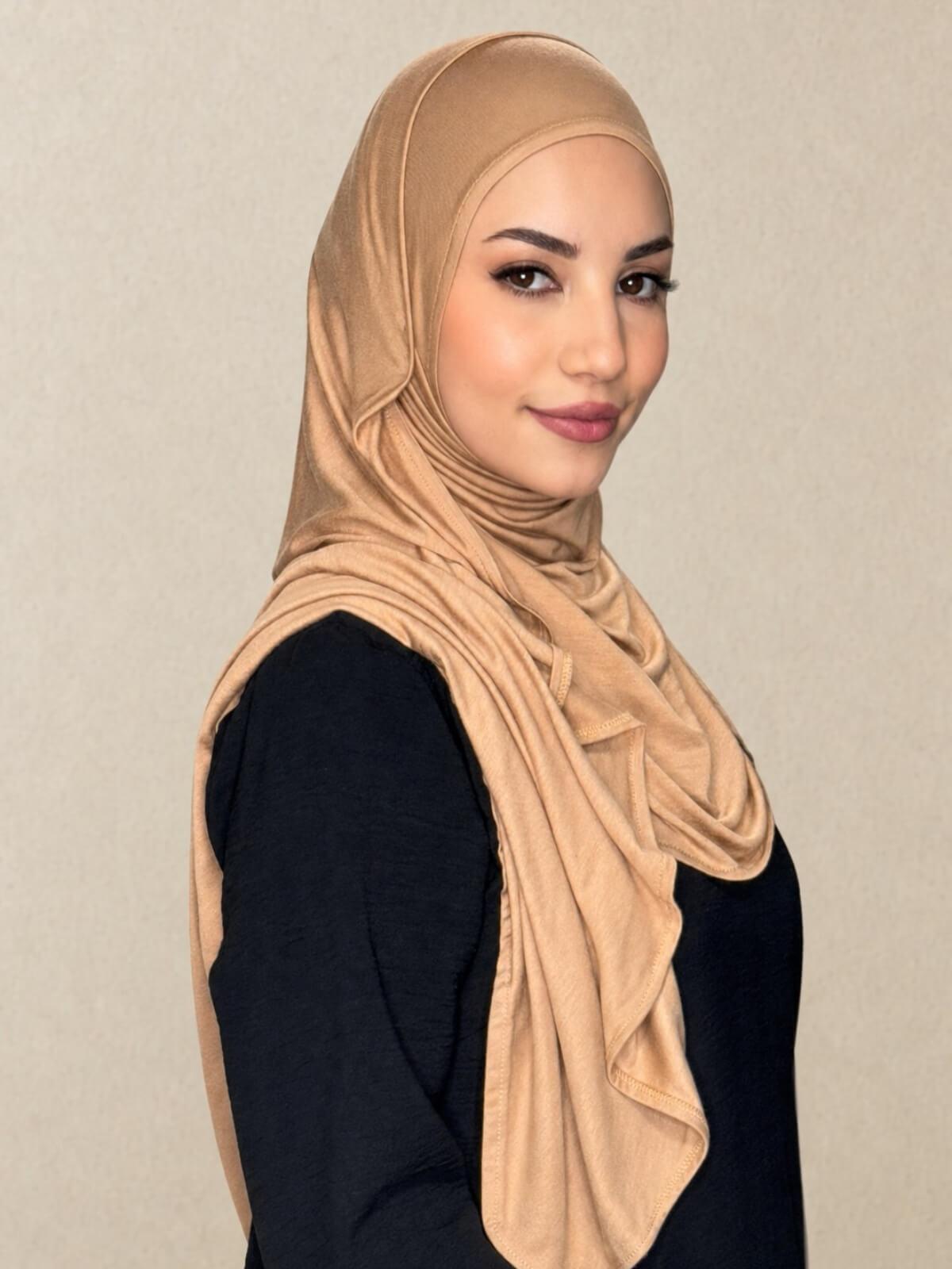 Pre-Sewn Jersey Hijab-Honey