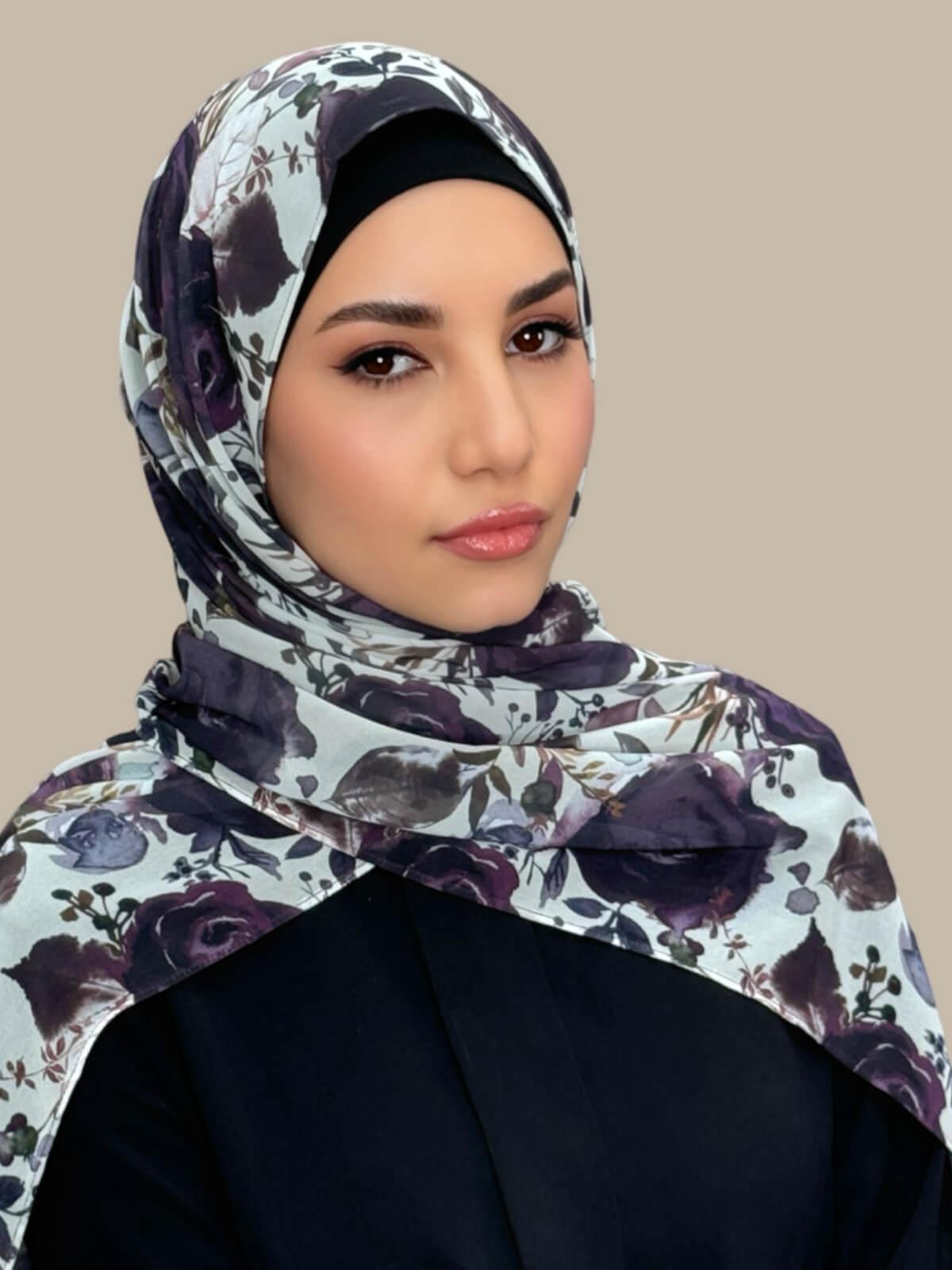 Printed Chiffon Hijab-Plum Orchid