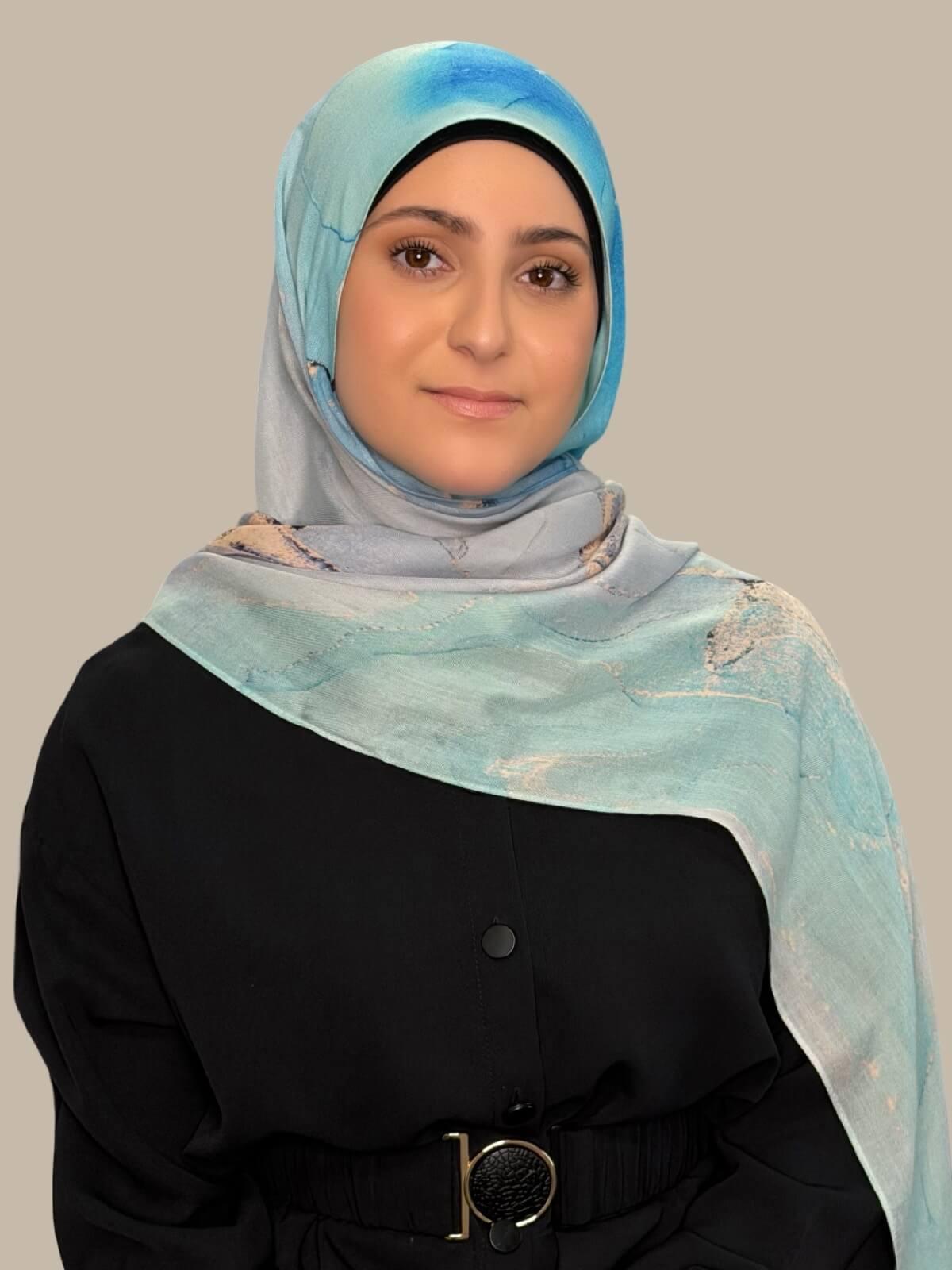 Modish Girl Print Modal Hijab-Amalfi Blue