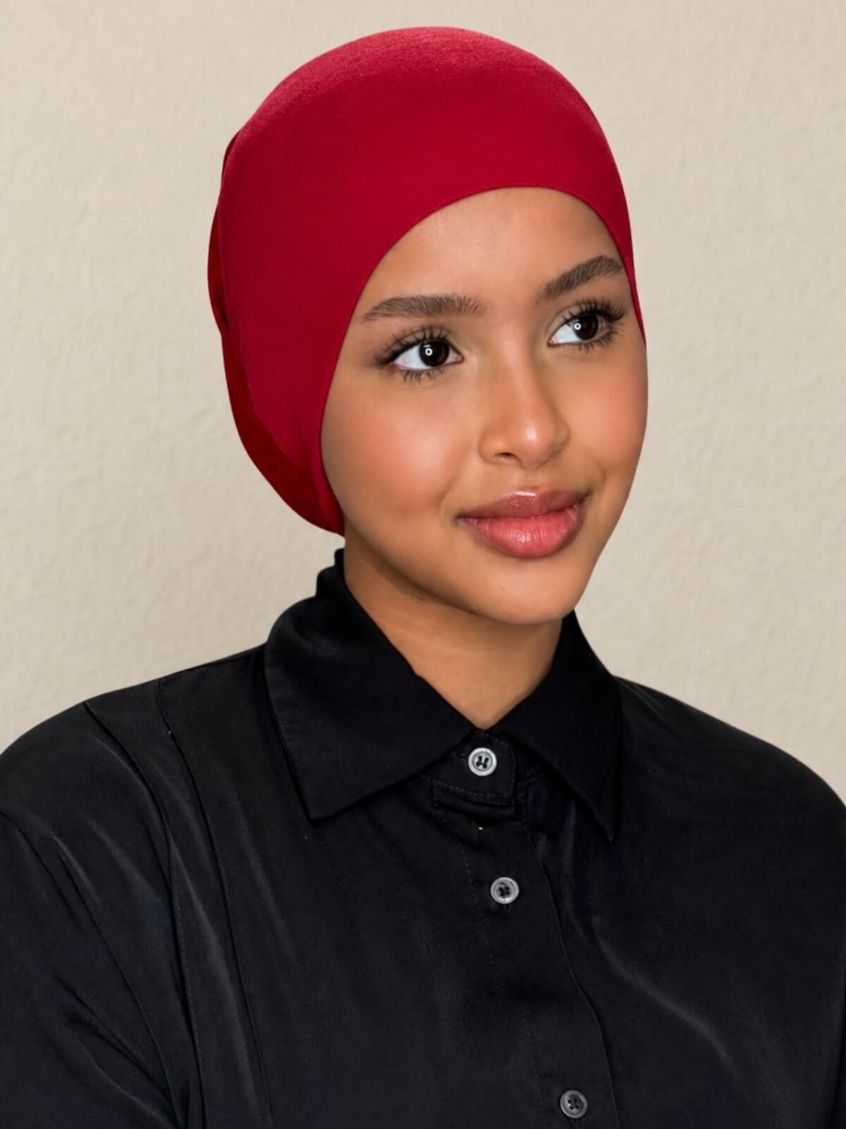 Premium Cotton Underscarf-Blood Red
