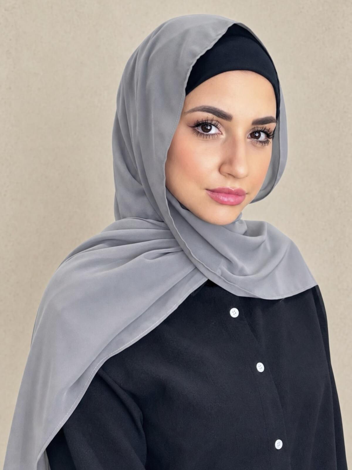 Luxury Chiffon Hijab-Frost Grey