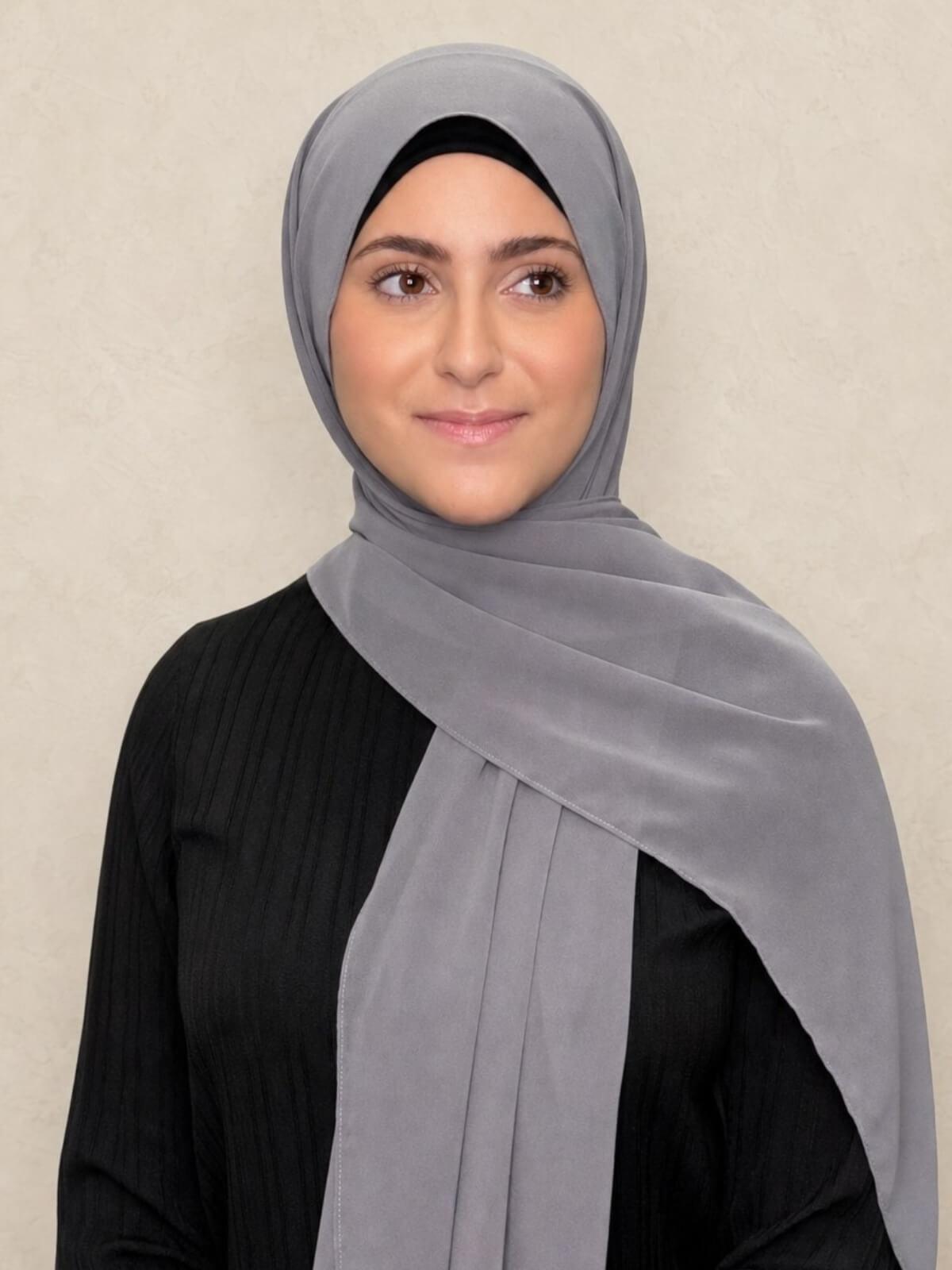 Modish Girl Luxury Chiffon Hijab-Fossil Grey