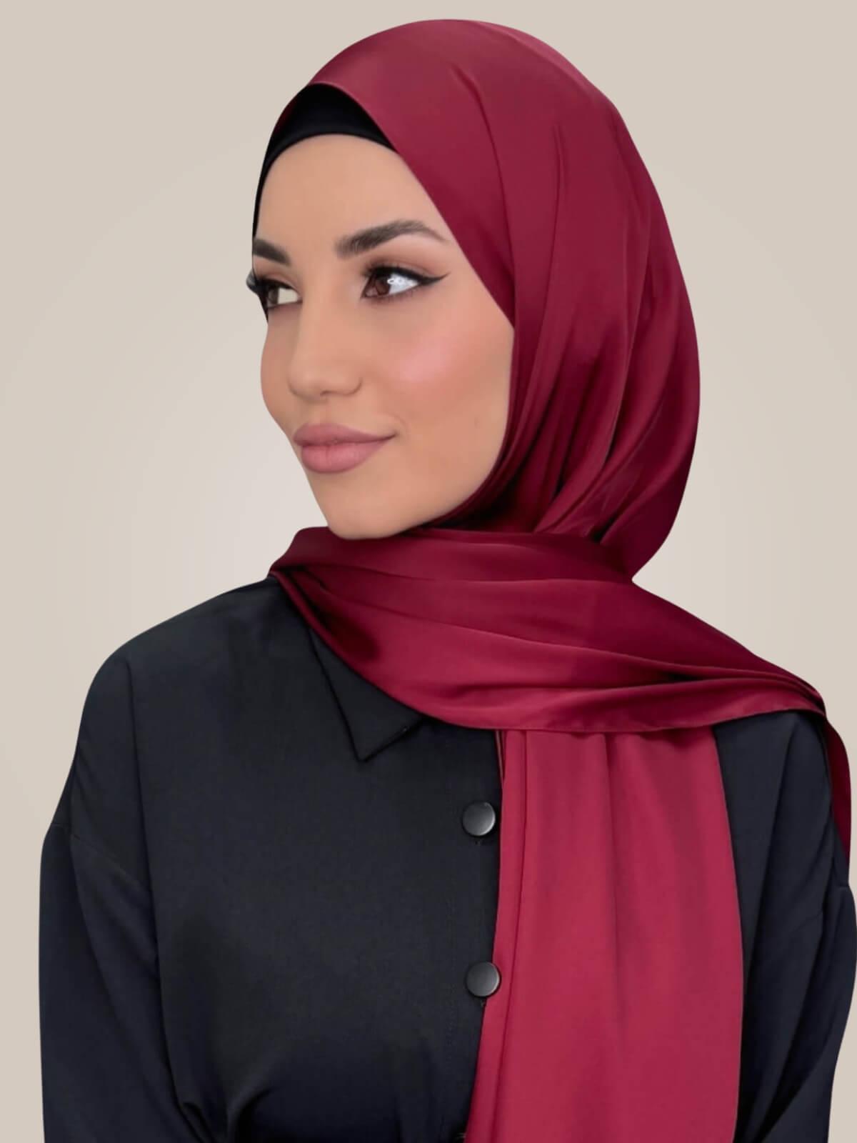 Premium Satin Hijab-Velvet Wine