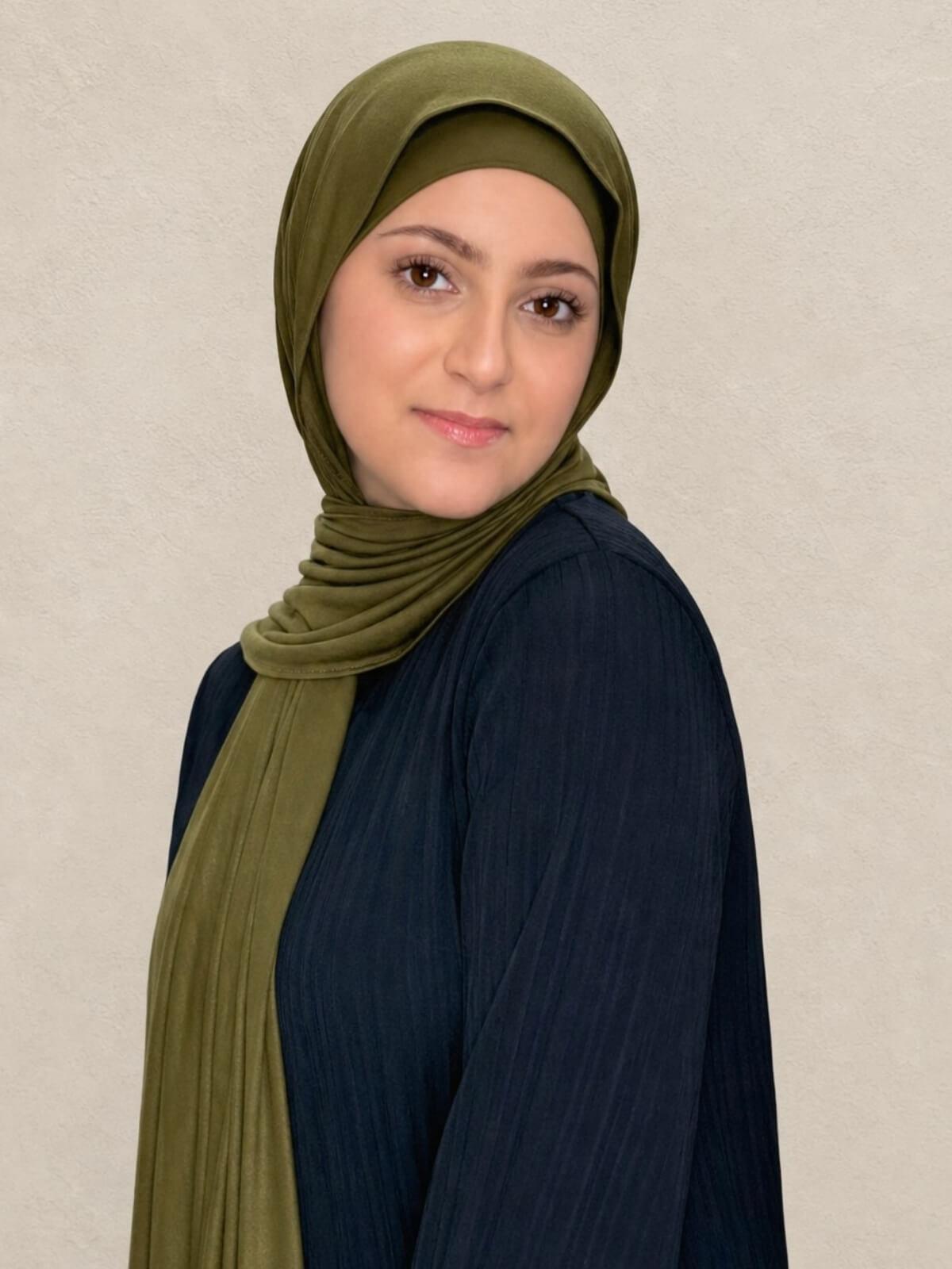 Modish Girl Premium Jersey Hijab-Olive Green