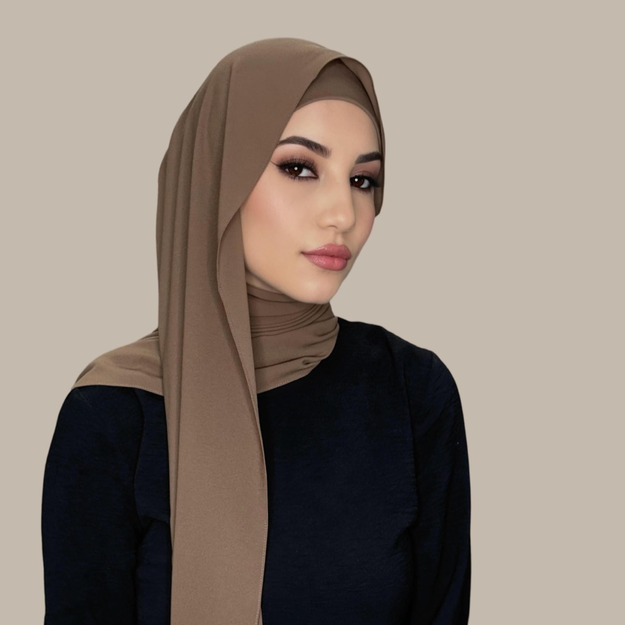 Matching Chiffon Hijab Set-Walnut Brown