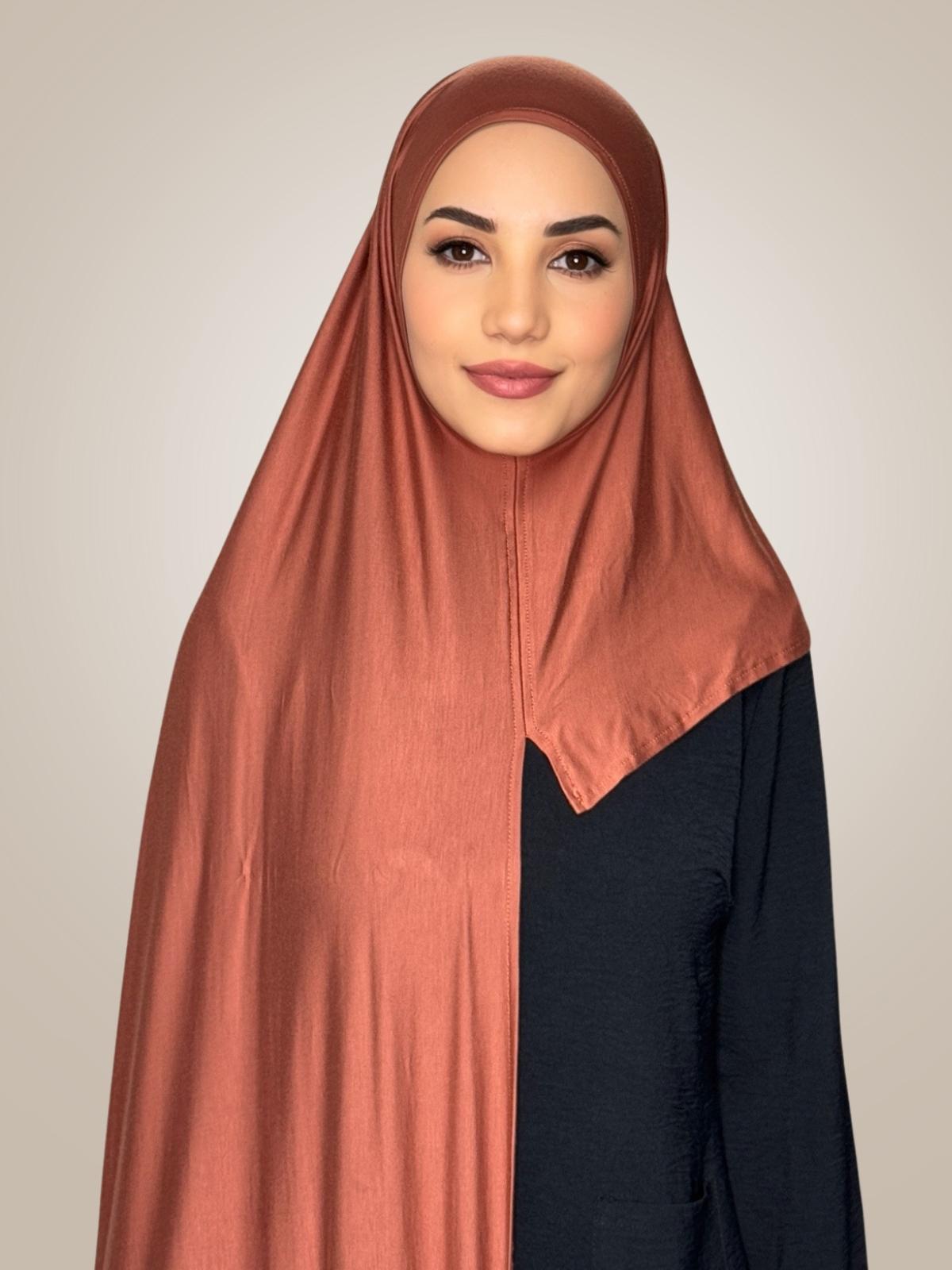 Pre-Sewn Jersey Hijab-Brick Red