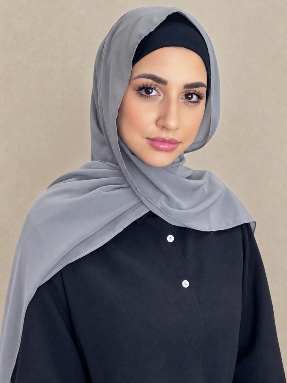 Luxury Chiffon Hijab-Frost Grey