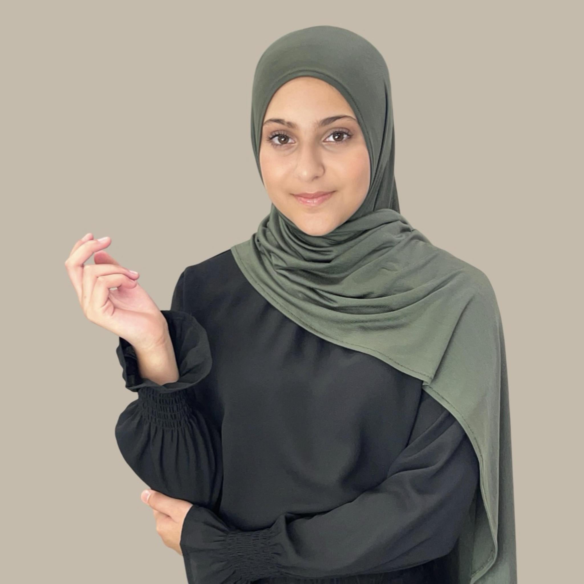 Modish Girl Pre-Sewn Jersey Hijab-Army Green