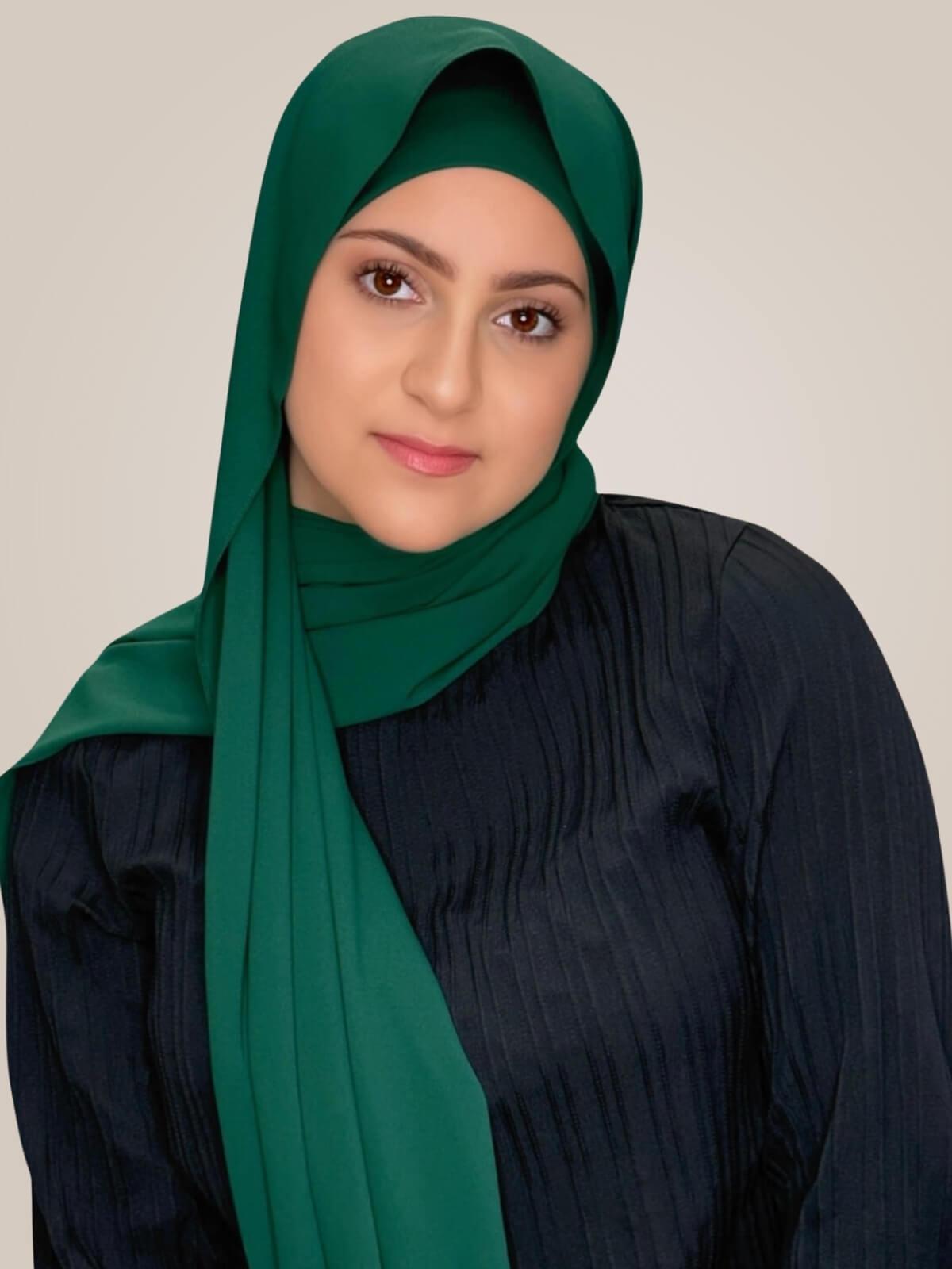 Modish Girl Matching Chiffon Hijab Set-Deep Green