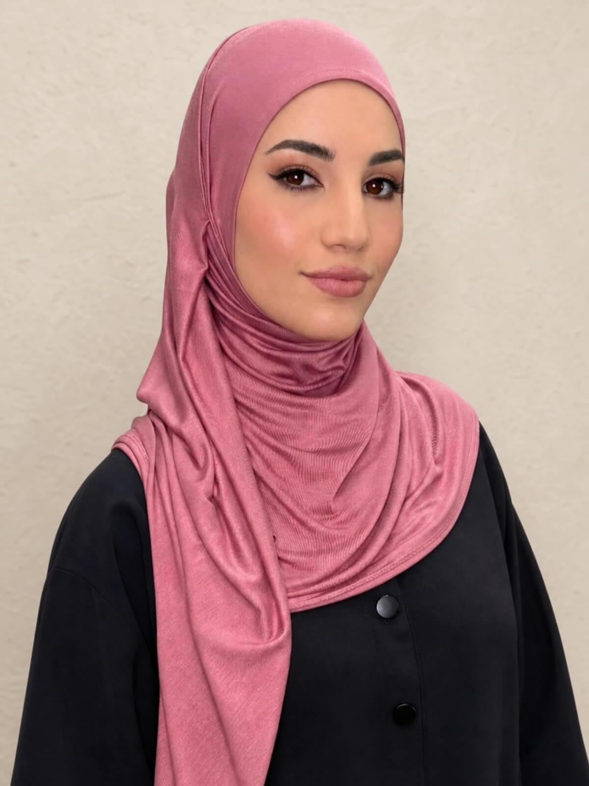 Pre-Sewn Jersey Hijab-Pale Rose