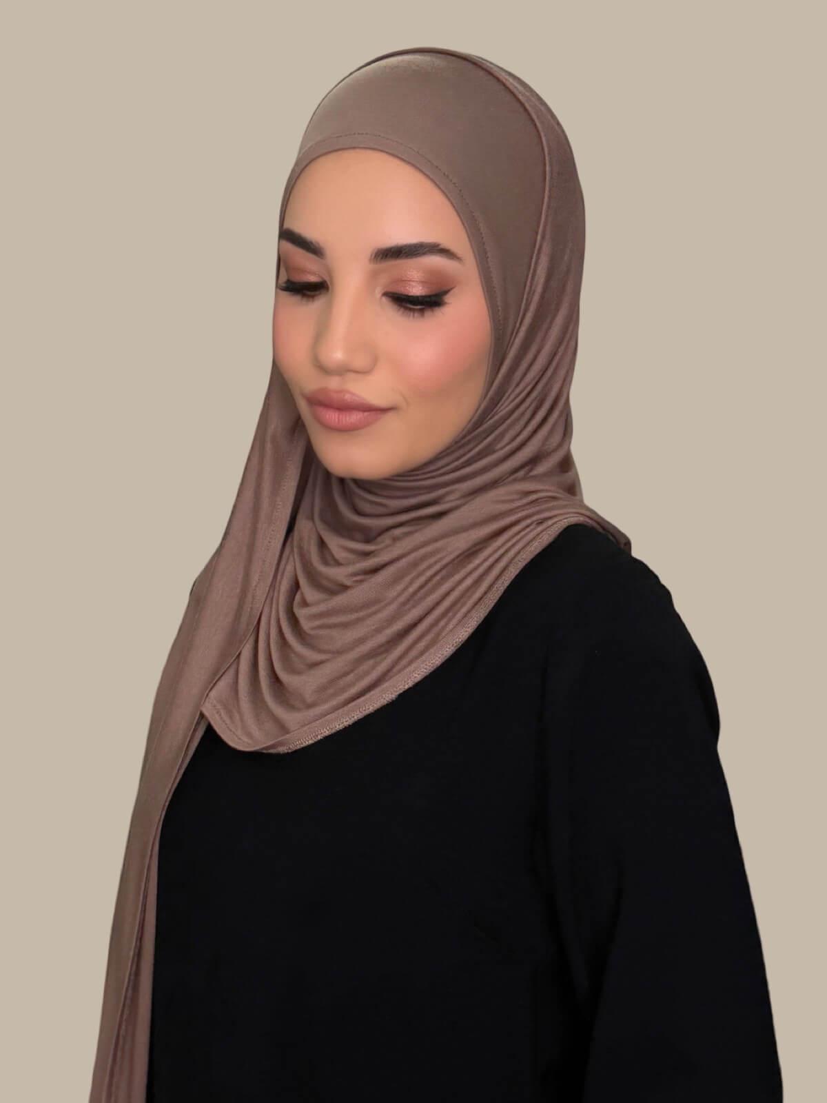 Pre-Sewn Jersey Hijab-Truffle