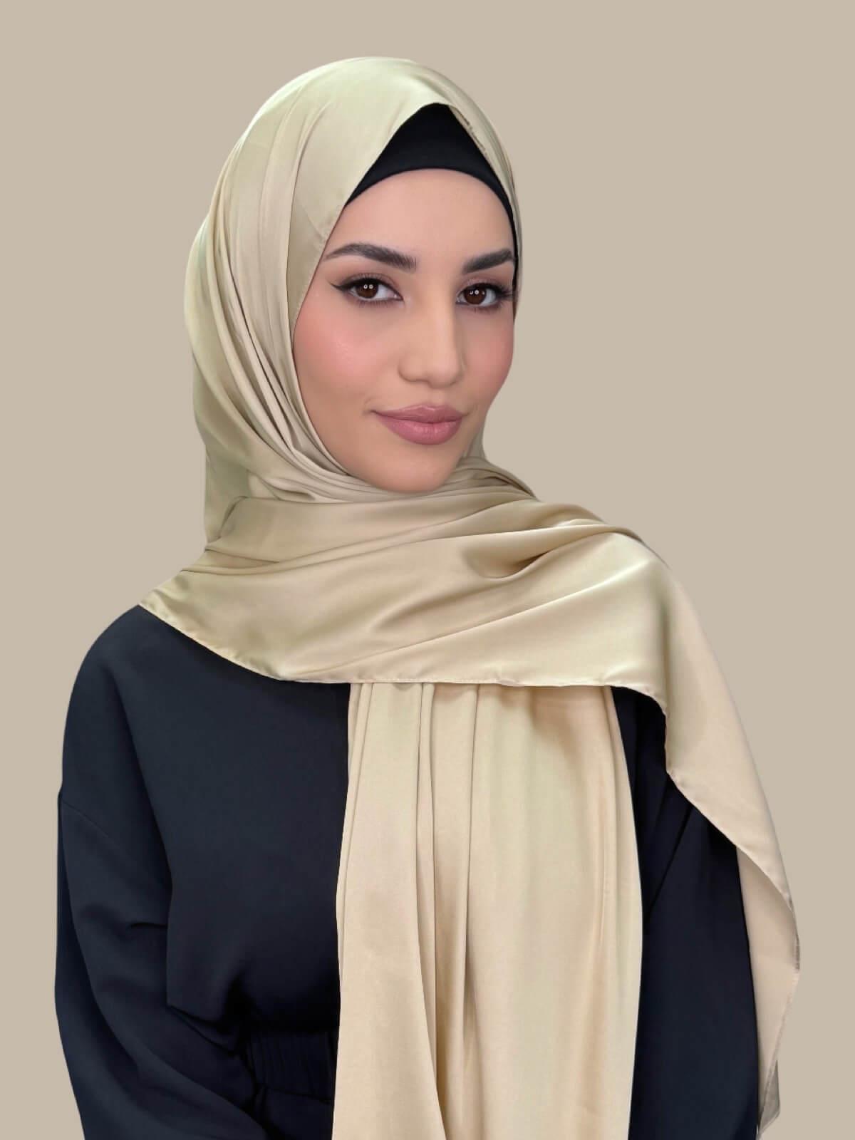 Premium Satin Hijab-Soft Gold