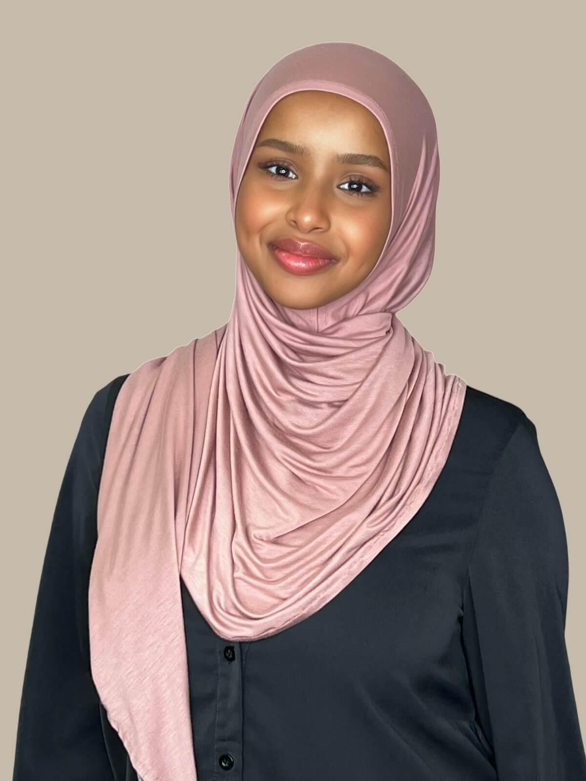 Pre-Sewn Jersey Hijab-Dusty Rose