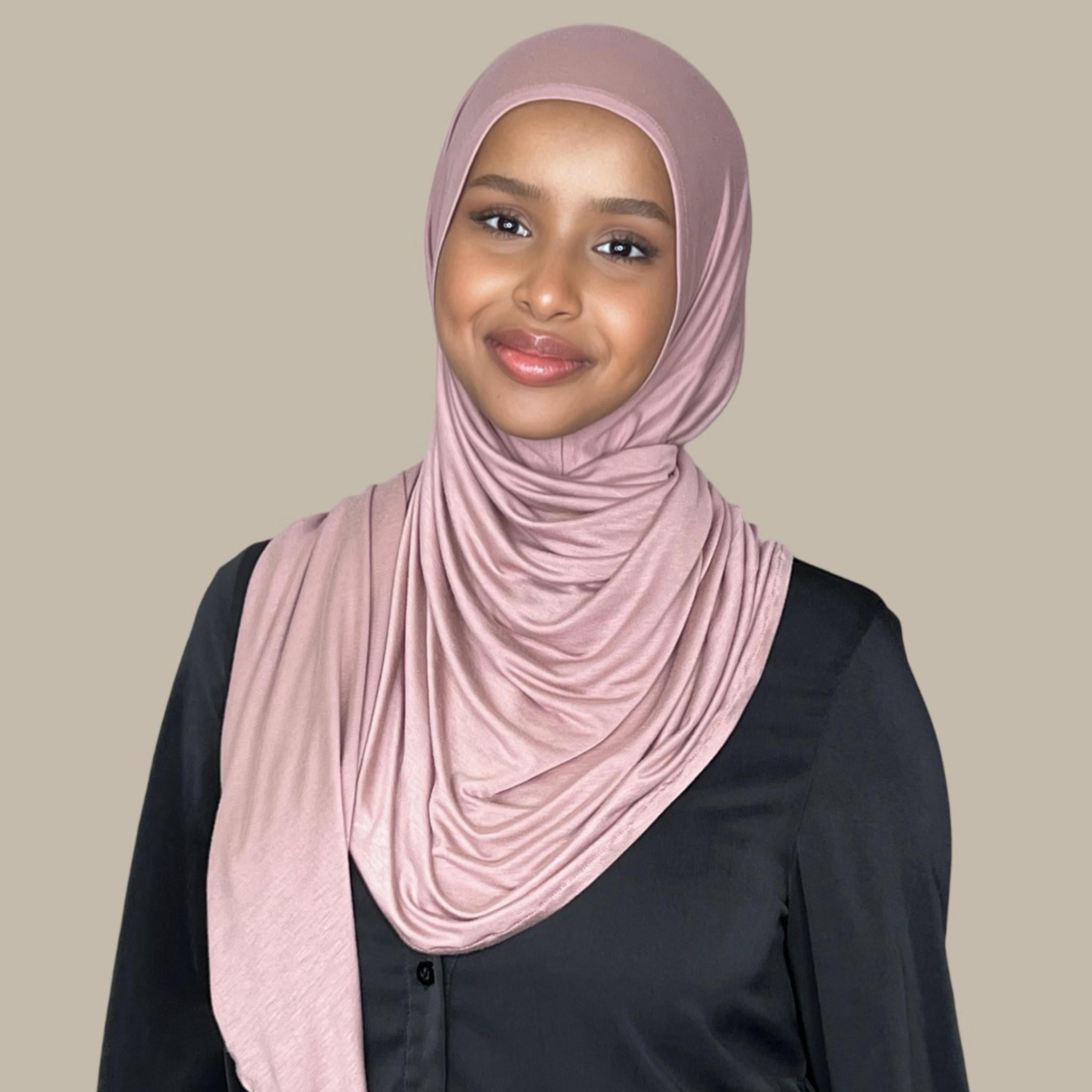 Pre-Sewn Jersey Hijab-Dusty Rose