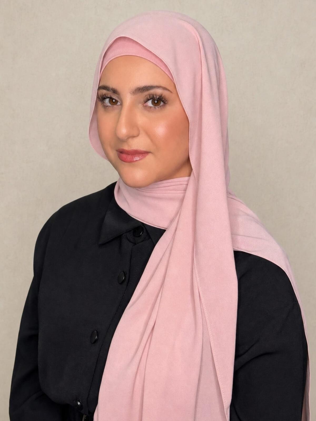 Modish Girl Matching Chiffon Hijab Set-Antique Pink