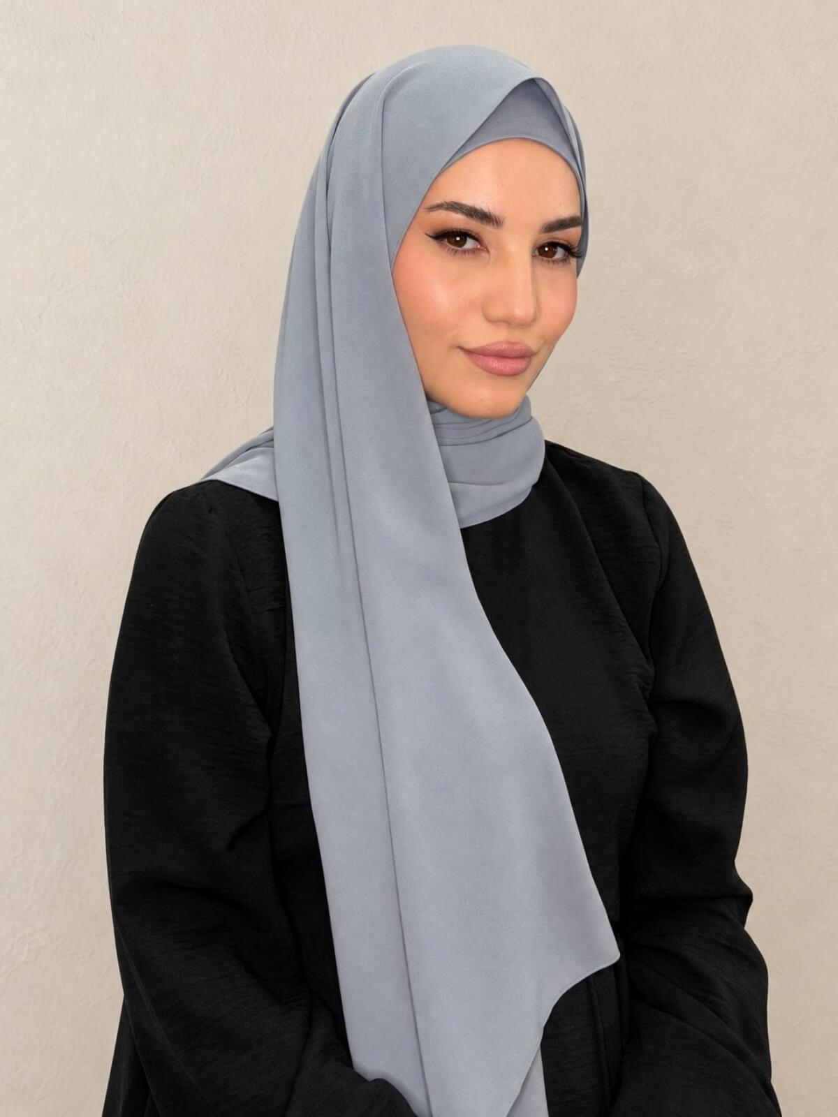 Matching Chiffon Hijab Set-Slate Grey