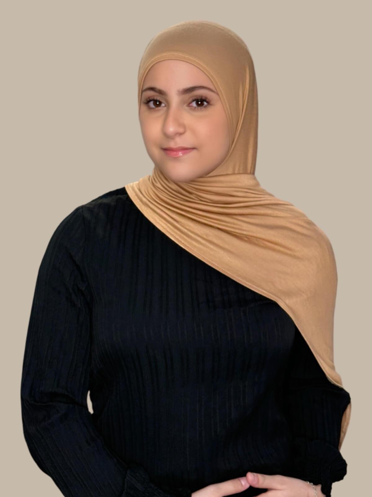 Modish Girl Pre-Sewn Jersey Hijab-Honey