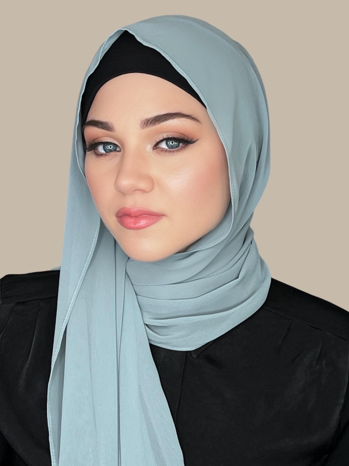 Luxury Chiffon Hijab-Stone Green