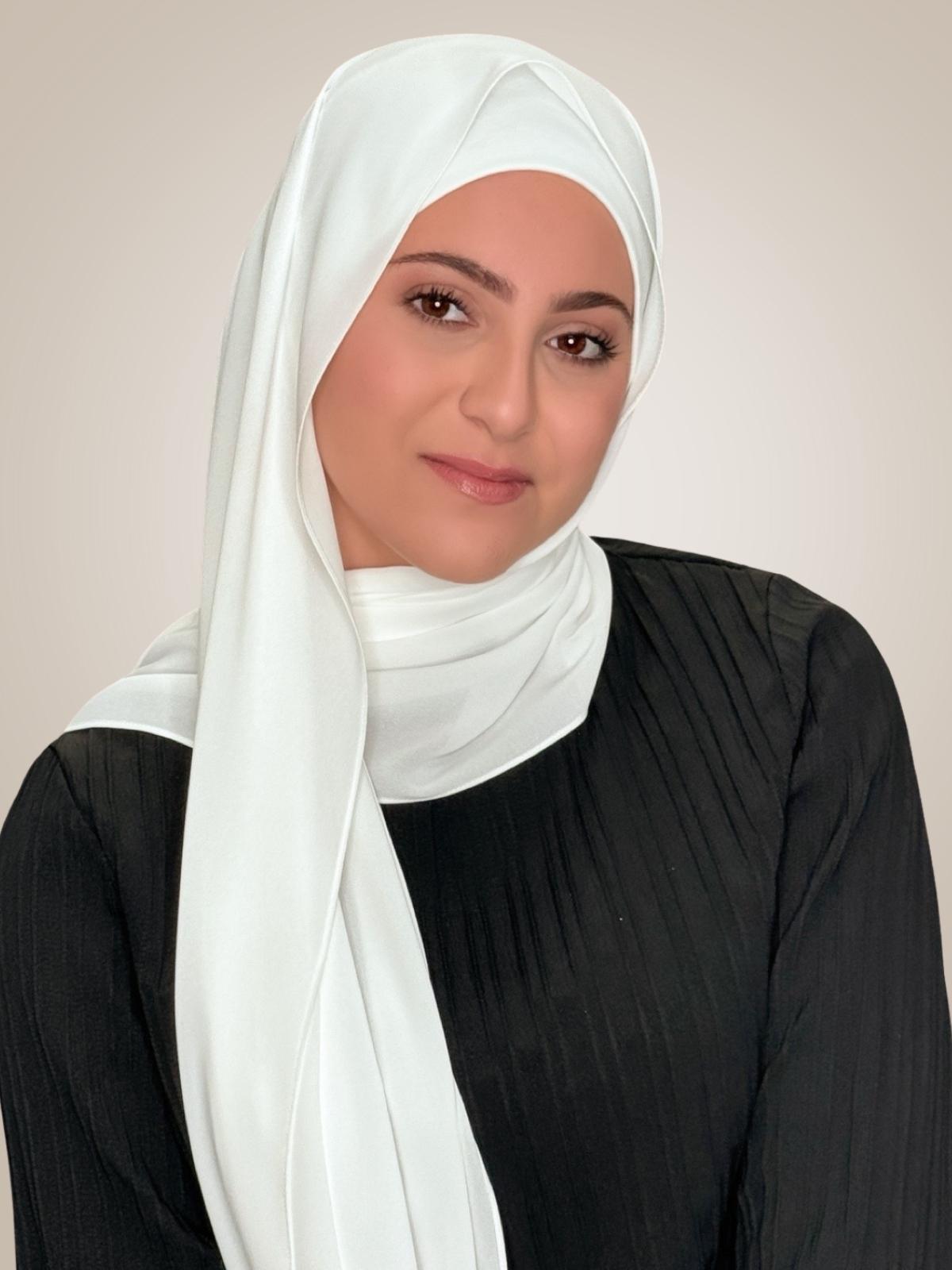 Modish Girl Matching Chiffon Hijab Set-White