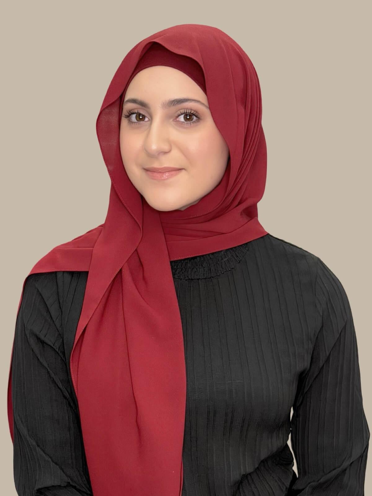 Modish Girl Matching Chiffon Hijab Set-Mahogany