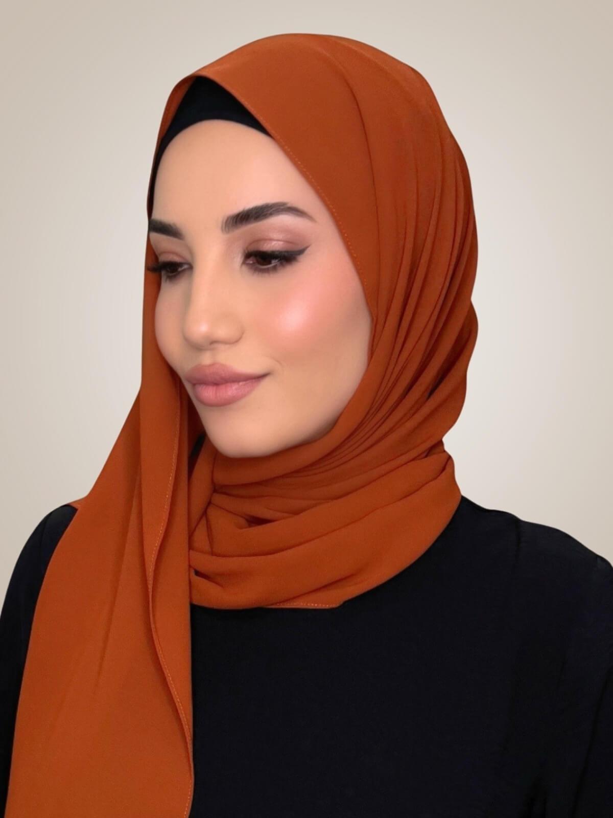 Classic Chiffon Hijab-Burnt Orange