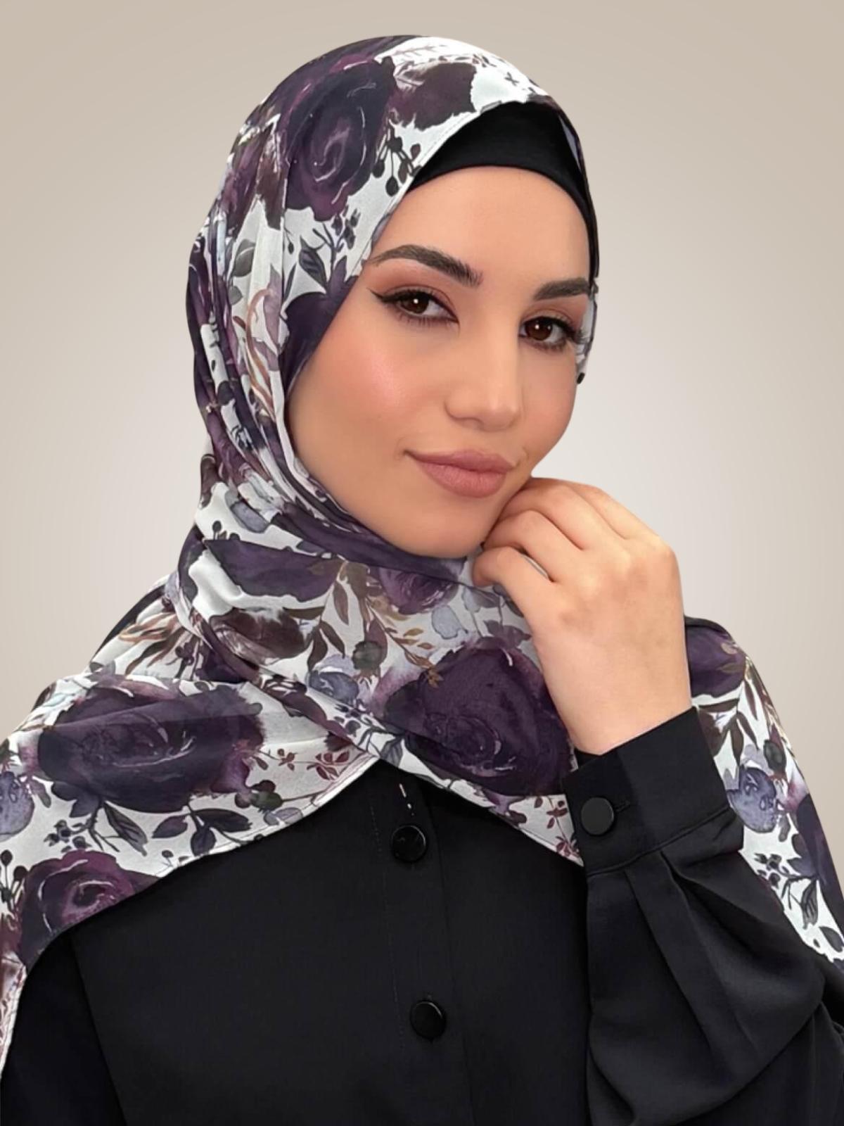 Printed Chiffon Hijab-Plum Orchid