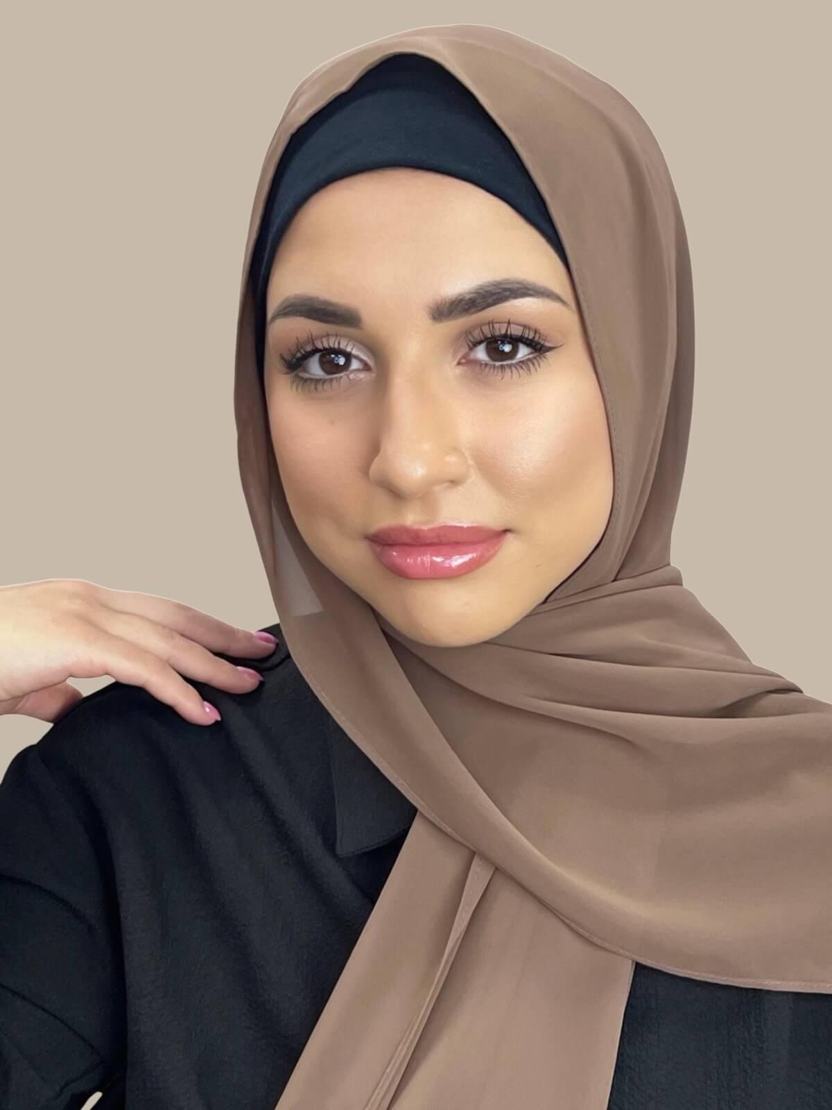 Luxury Chiffon Hijab-Walnut Brown