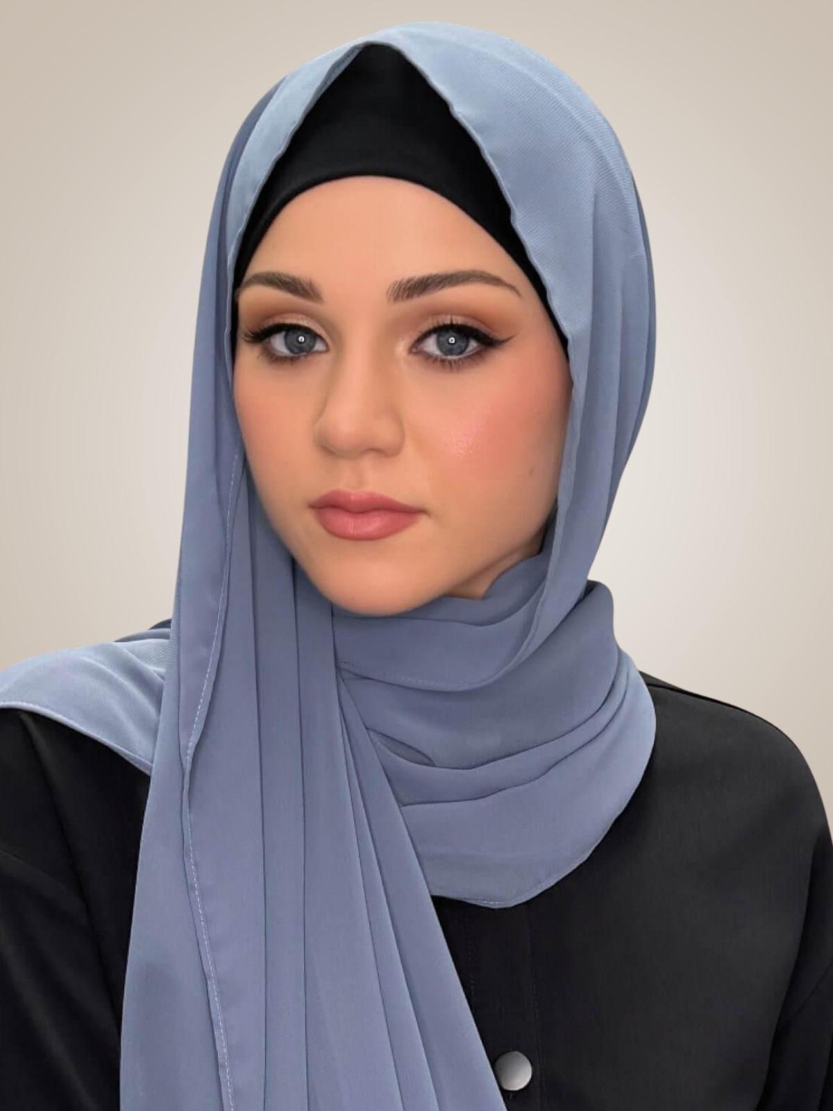 Luxury Chiffon Hijab-Dusty Blue