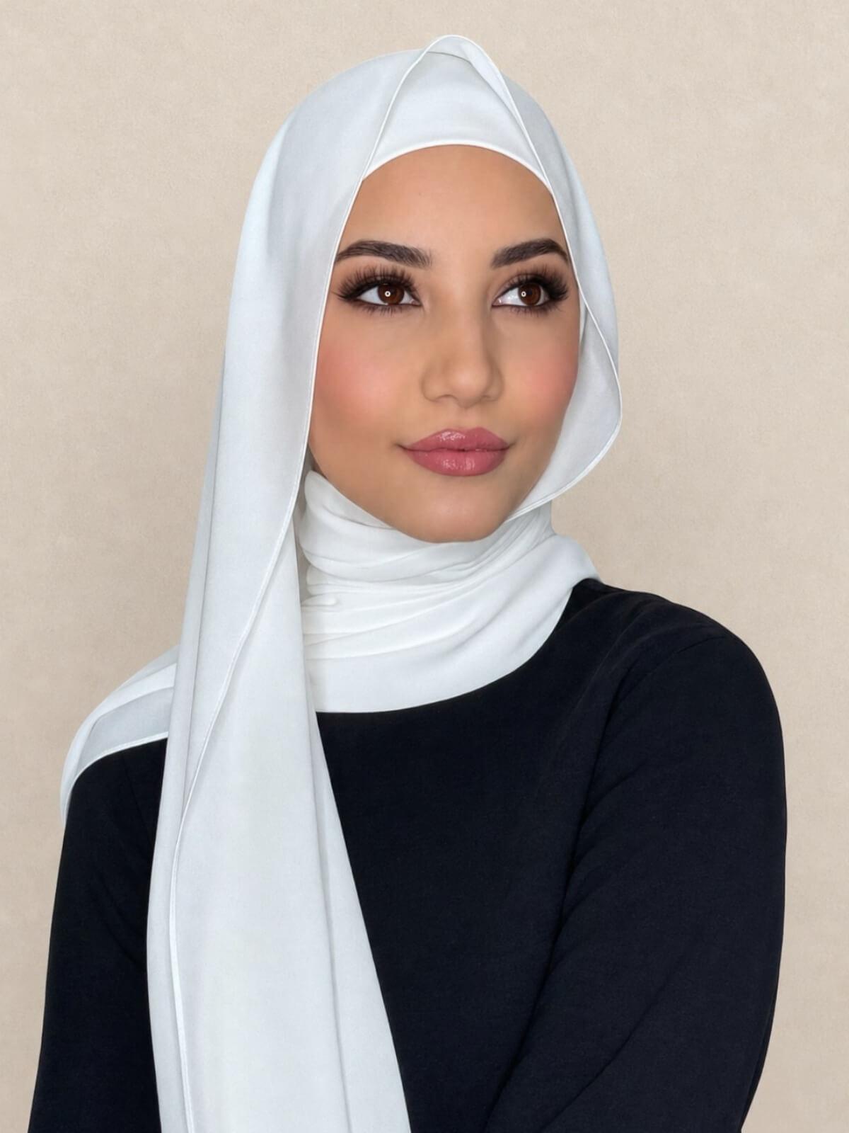Matching Chiffon Hijab Set-White
