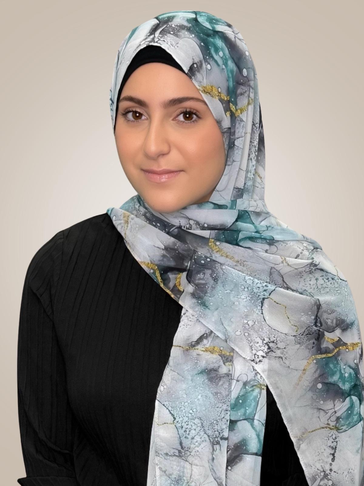 Modish Girl Printed Chiffon Hijab- Mystic Marble