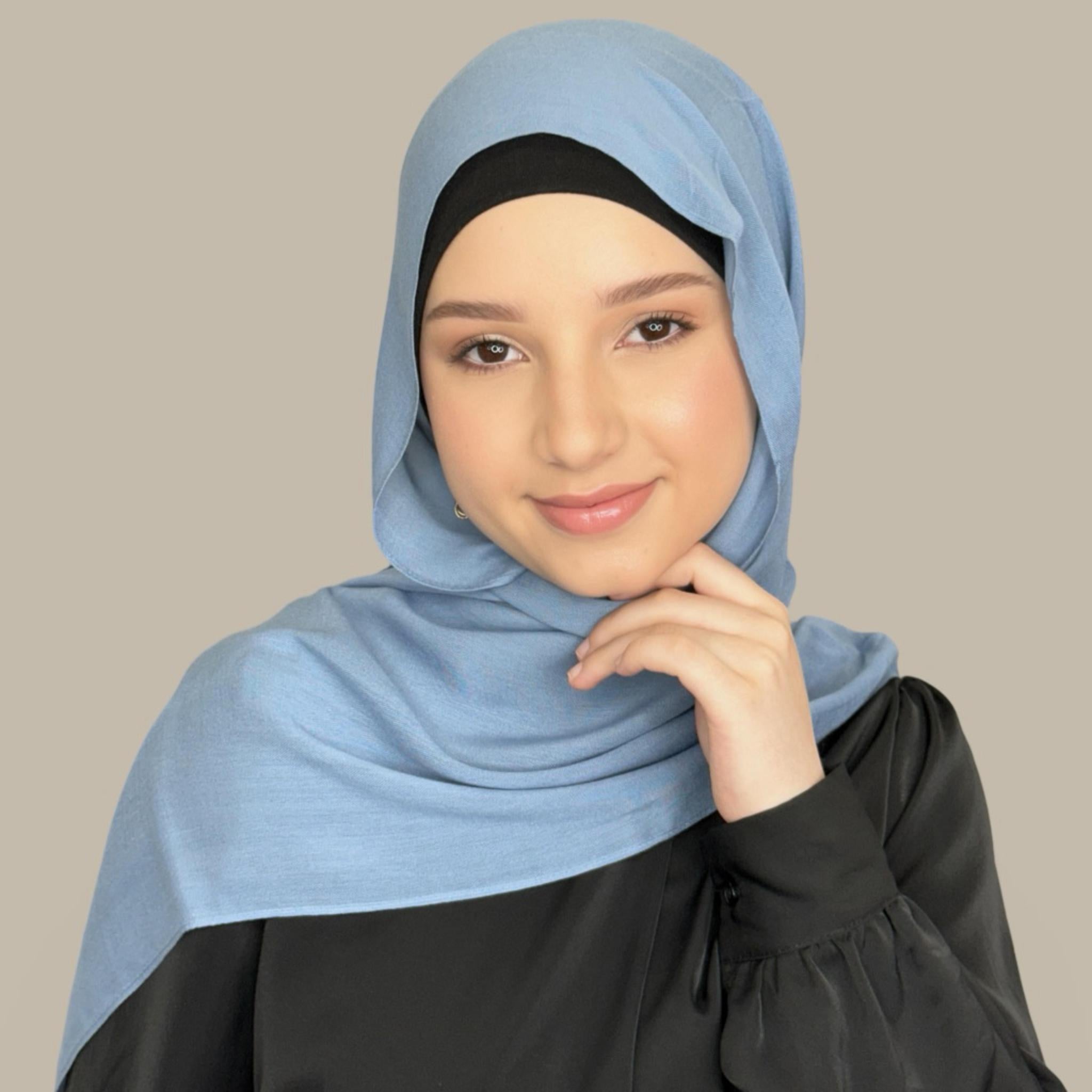 Modish Girl Cotton Modal Hijab-Steel Blue