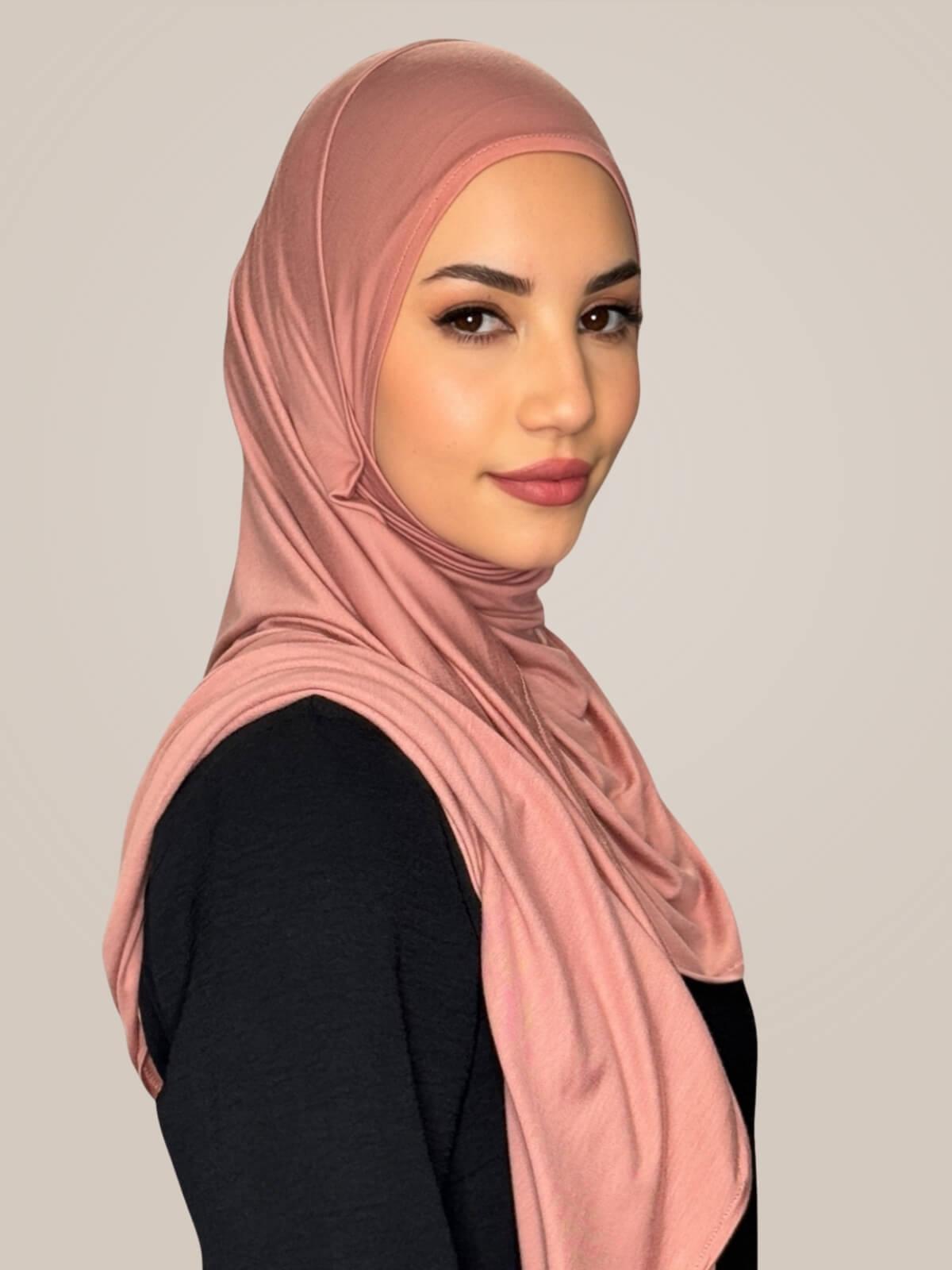 Pre-Sewn Jersey Hijab-Wood Rose