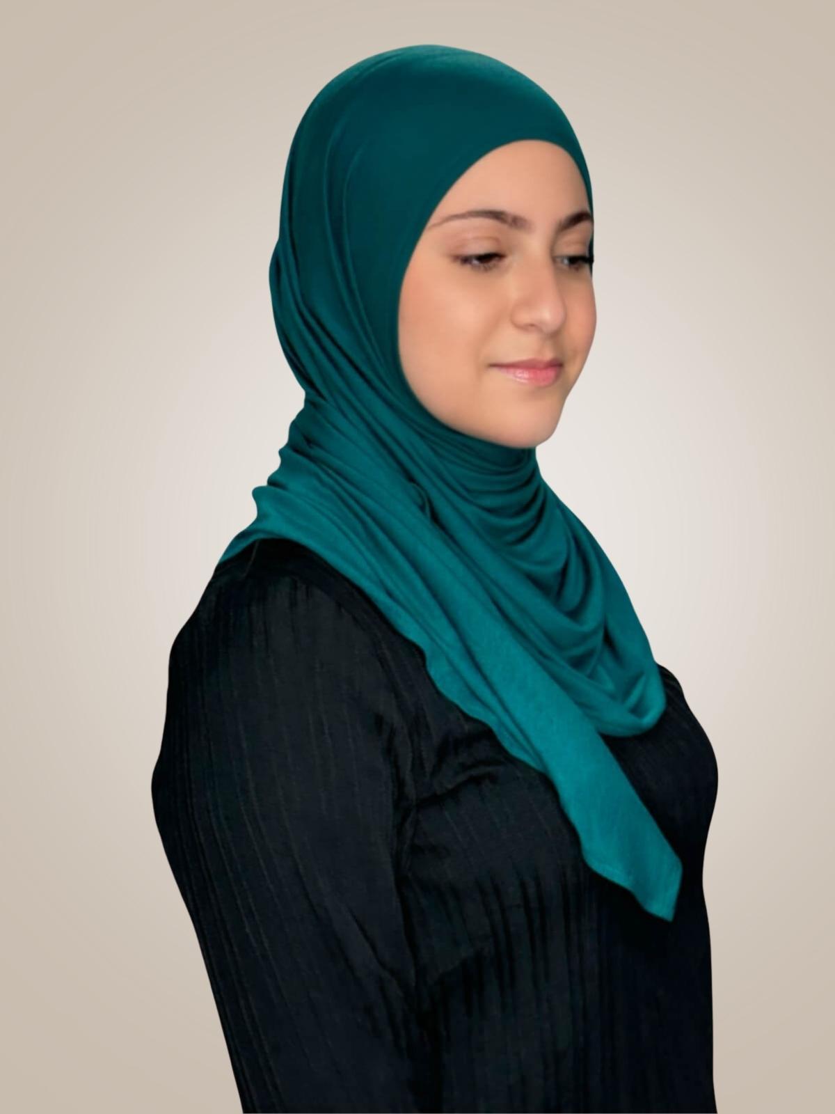 Modish Girl Pre-Sewn Jersey Hijab-Pine Green