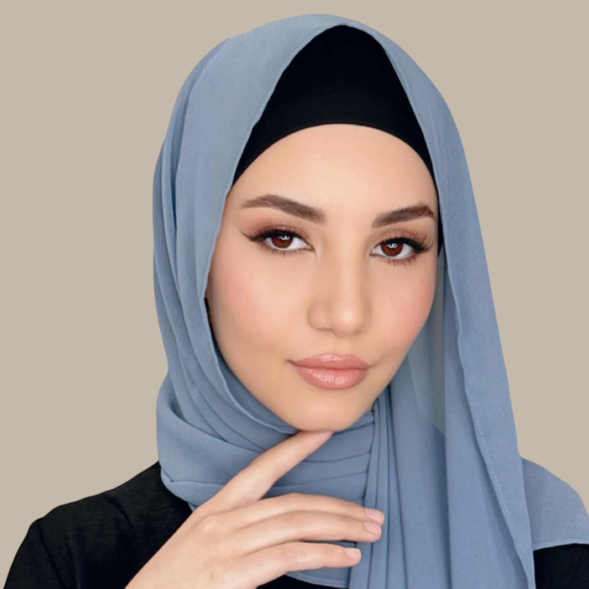 Luxury Chiffon Hijab-Dusty Blue - Modish Hijab