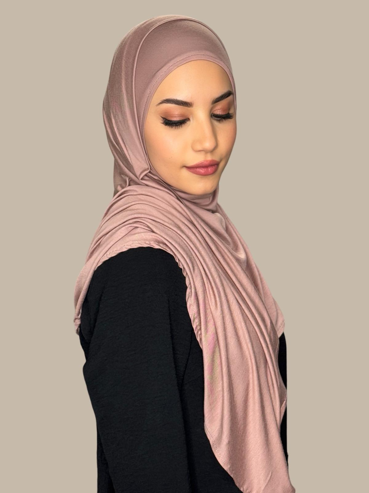 Pre-Sewn Jersey Hijab-Dusty Rose