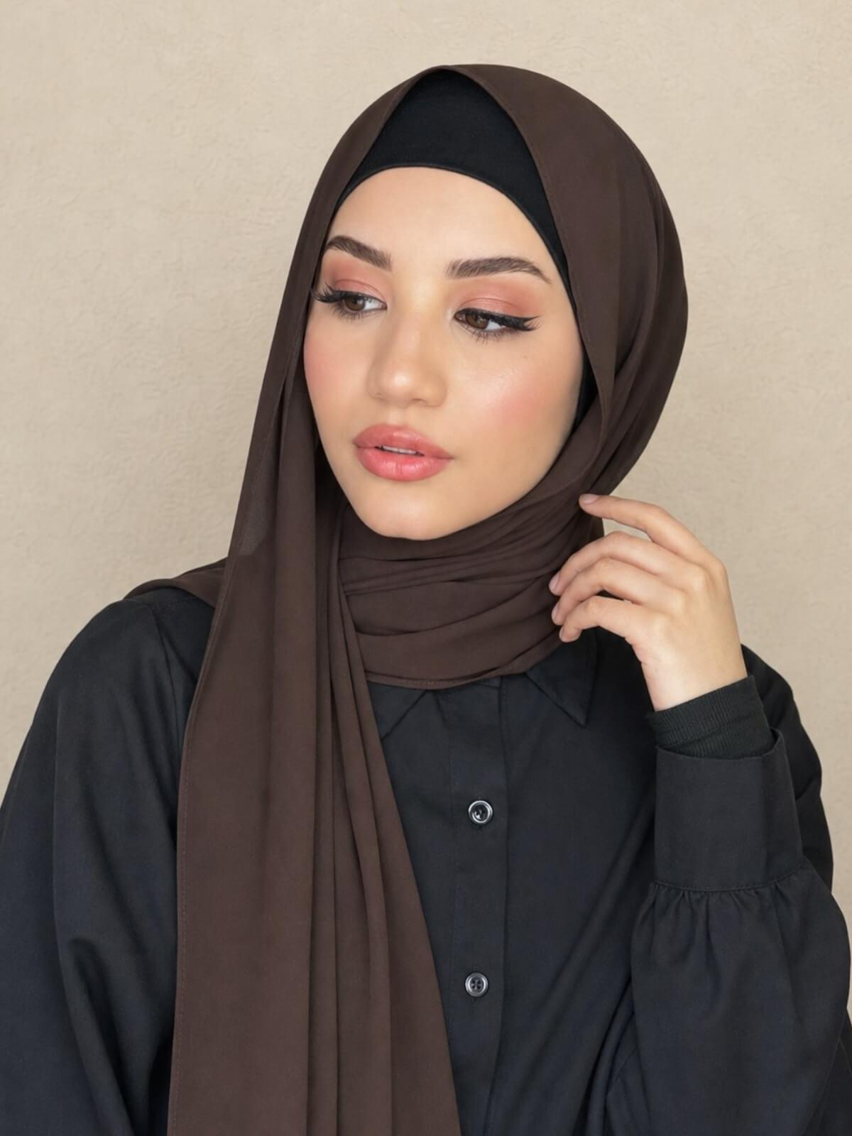 Luxury Chiffon Hijab-Brown